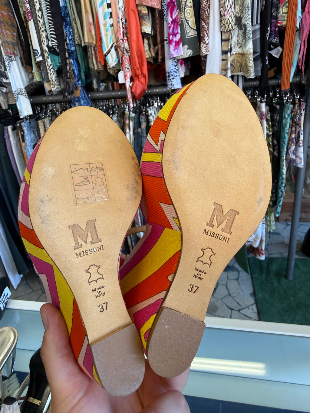 Sandali zeppa Missoni gemoetria multicolore nuovi
