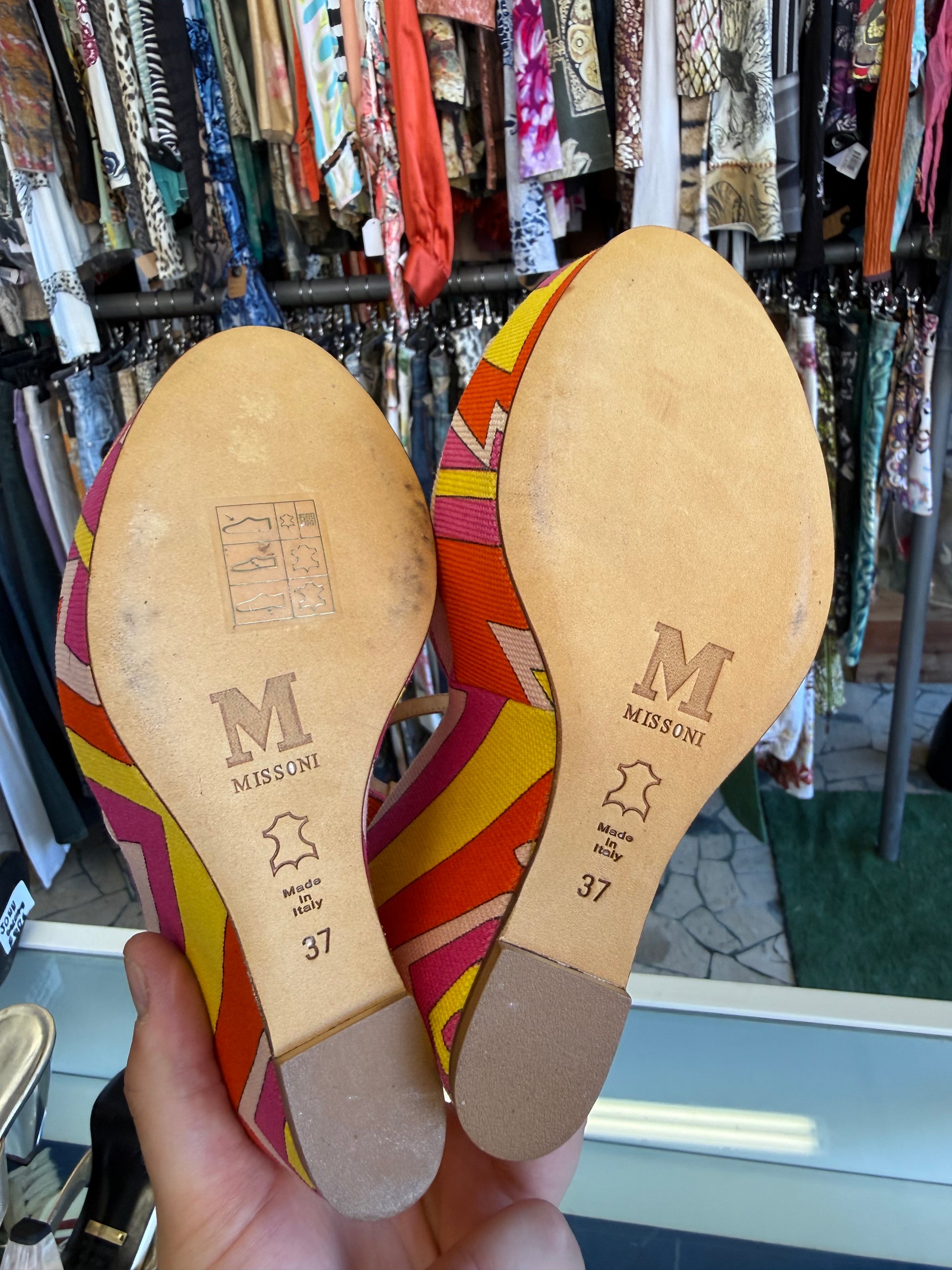 Sandali zeppa Missoni gemoetria multicolore nuovi