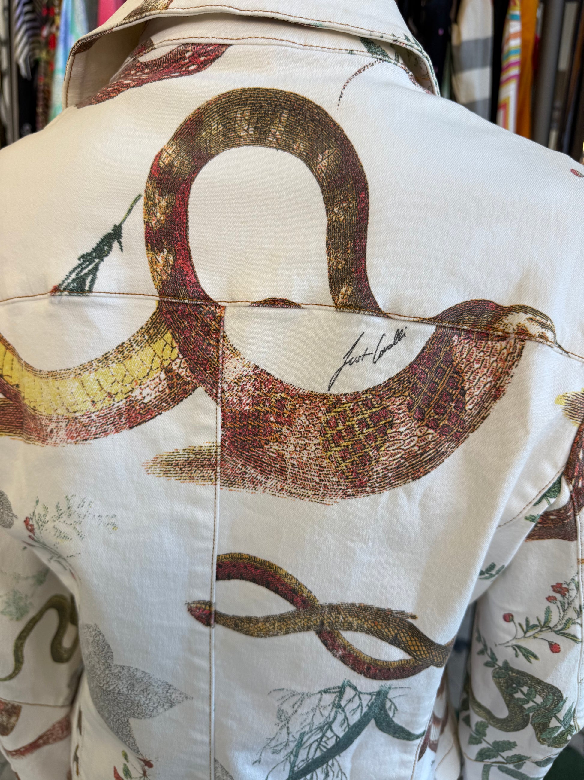 Giacca chiodo Roberto Cavalli serpente e piante 00s