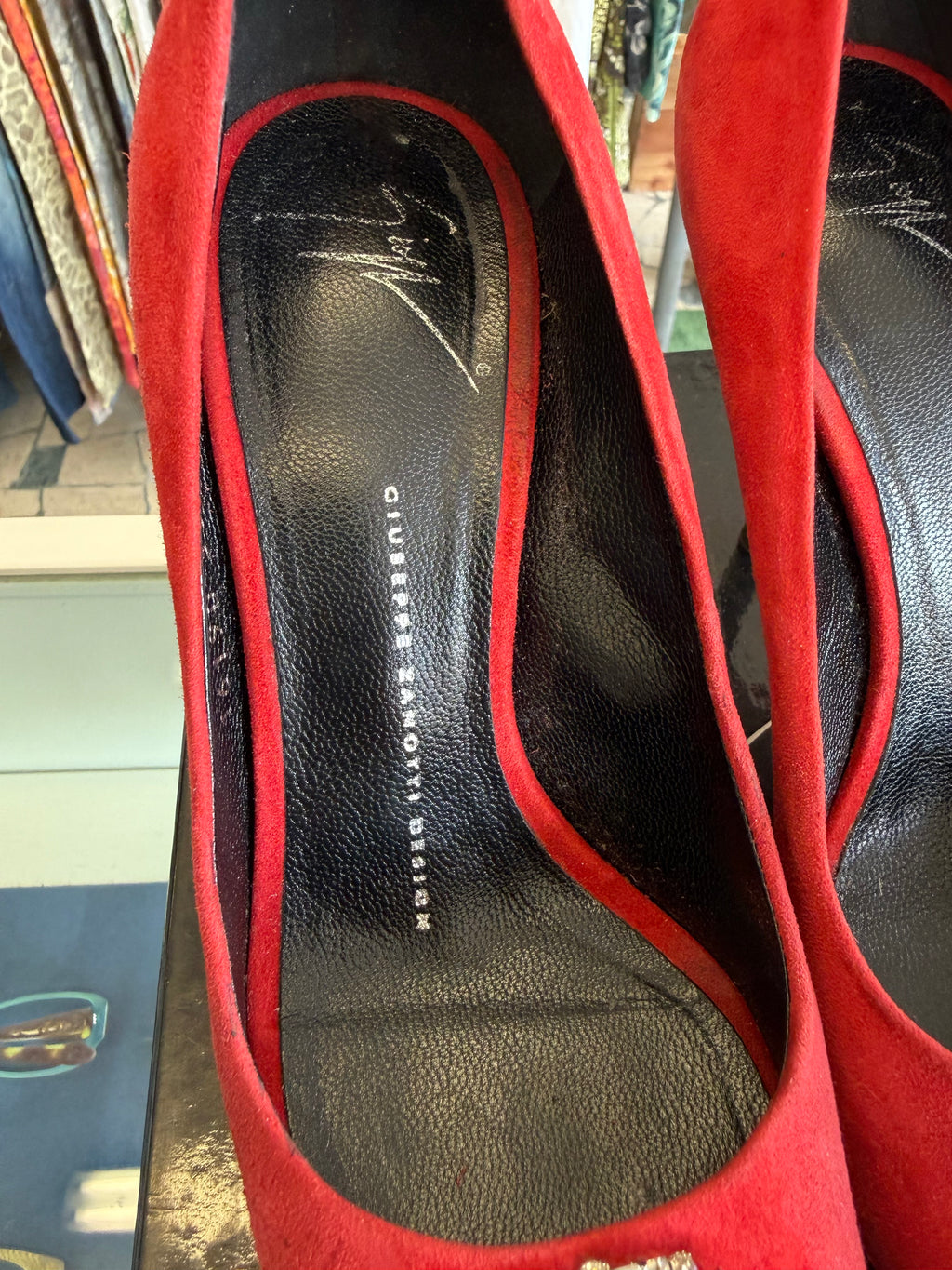 Tacchi Giuseppe Zanotti cristalli rosso 2010s
