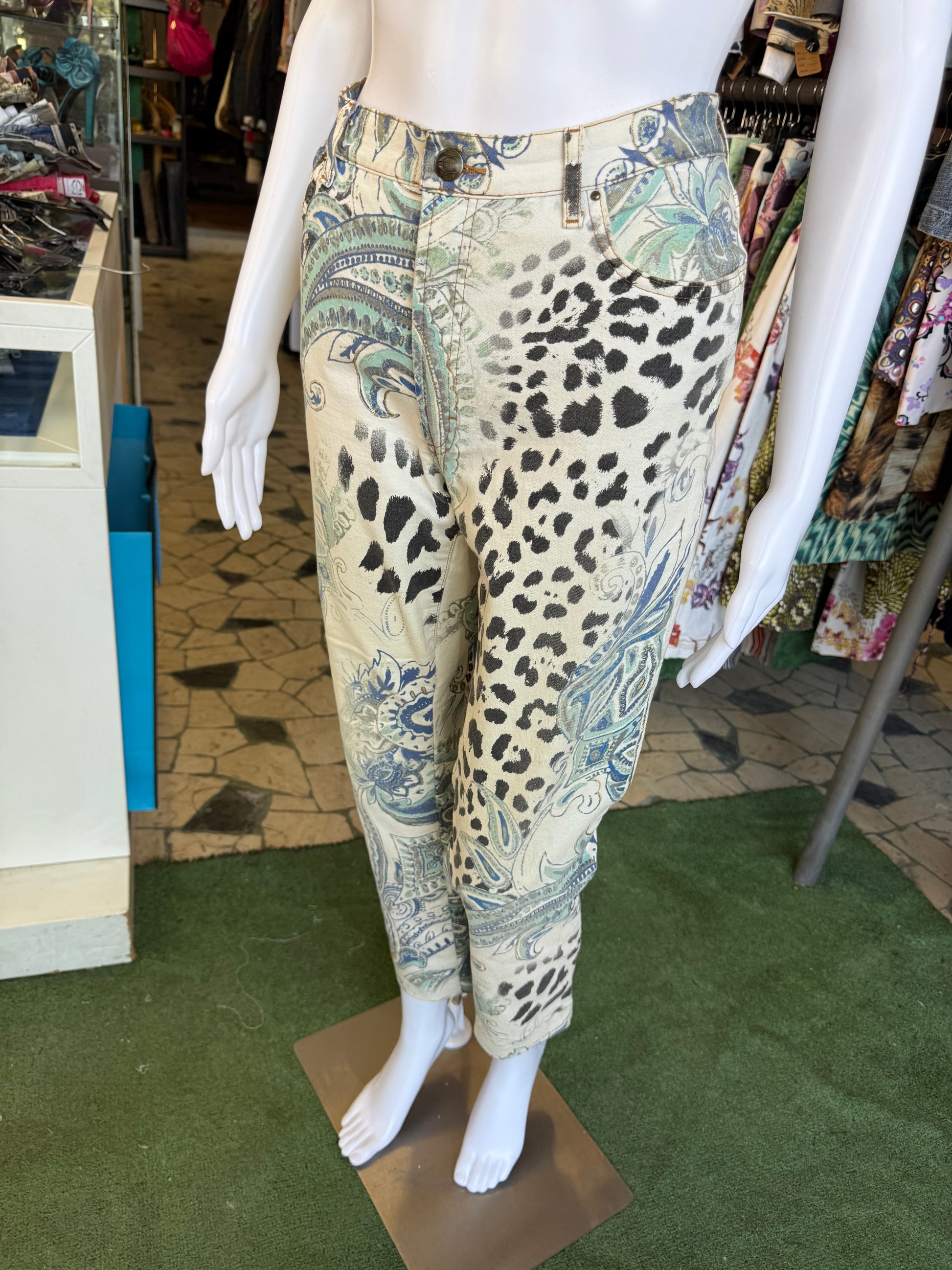 Jeans Roberto Cavalli SS2005 leopardo e fiori
