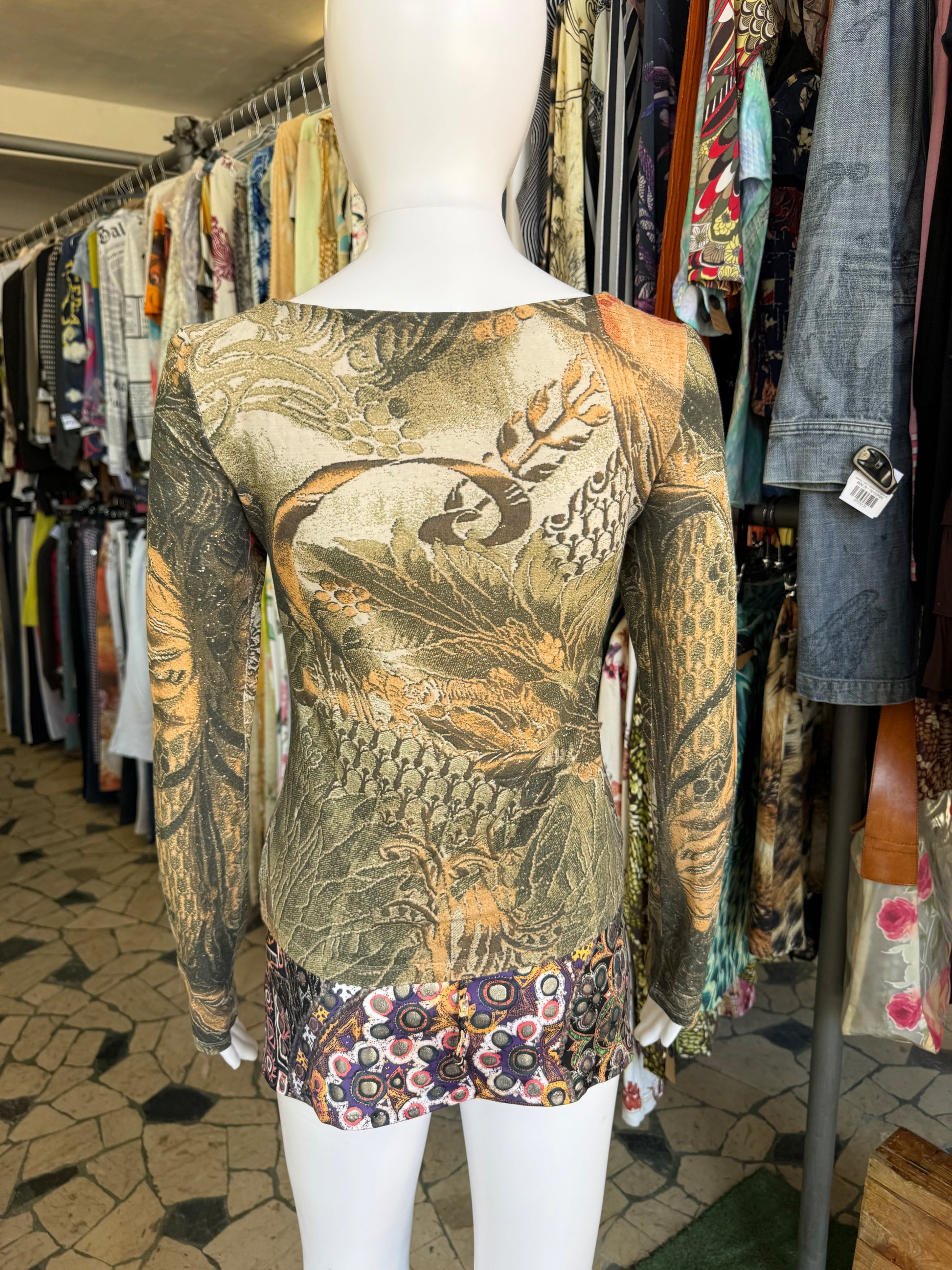 Top Roberto Cavalli fine 90s bosco e piante