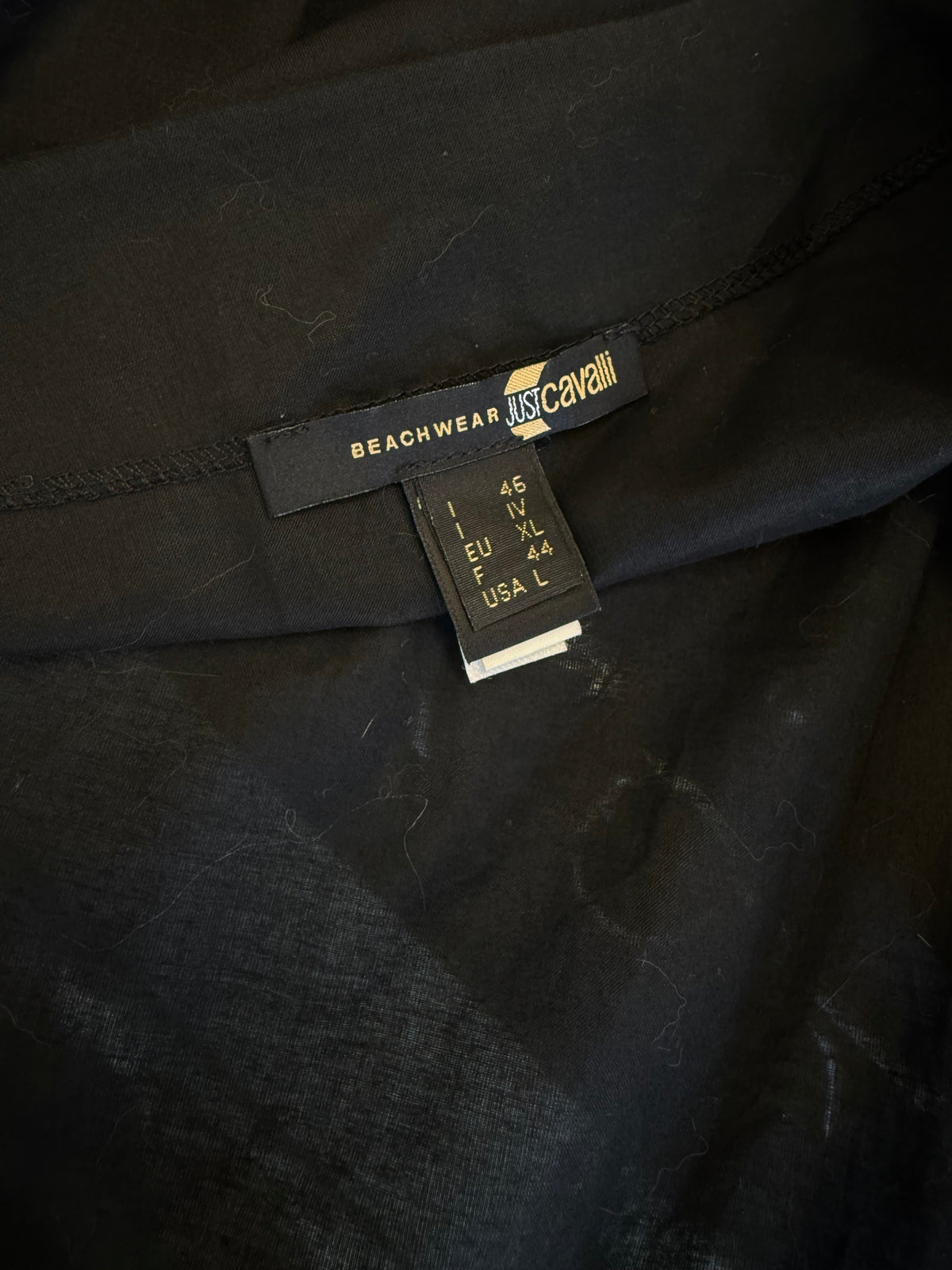 Camicia abito sopracostume Roberto Cavalli nero con gioiello oro