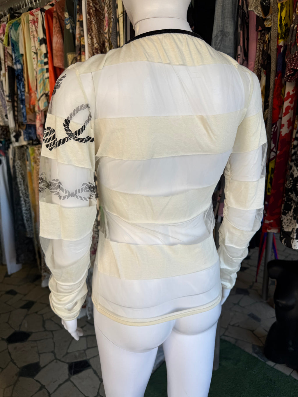 Top Gianfranco Ferrè drago su mesh 00s