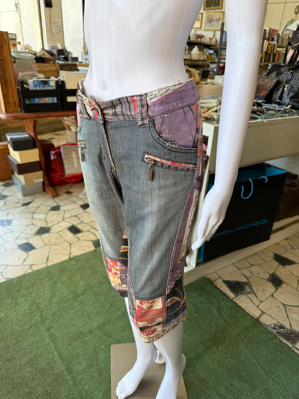 Jeans patchwork Roberto Cavalli Capri 2000s