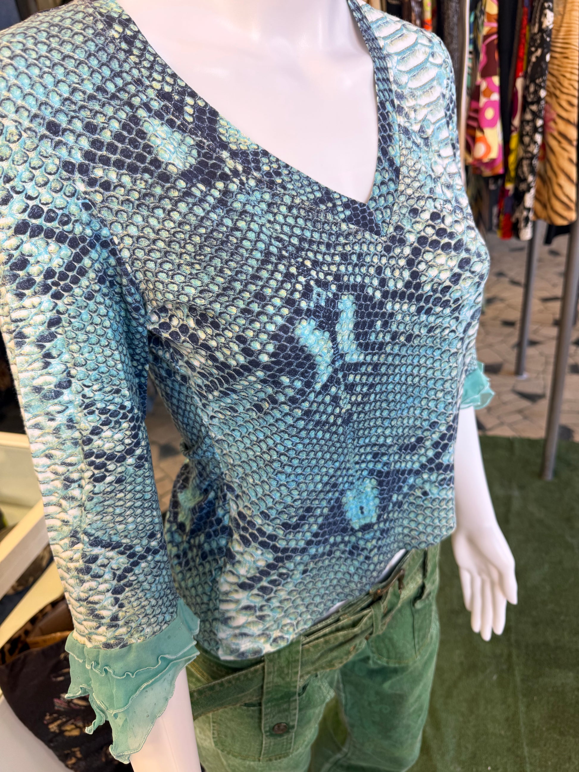 Top Roberto Cavalli SS2000 blue Python