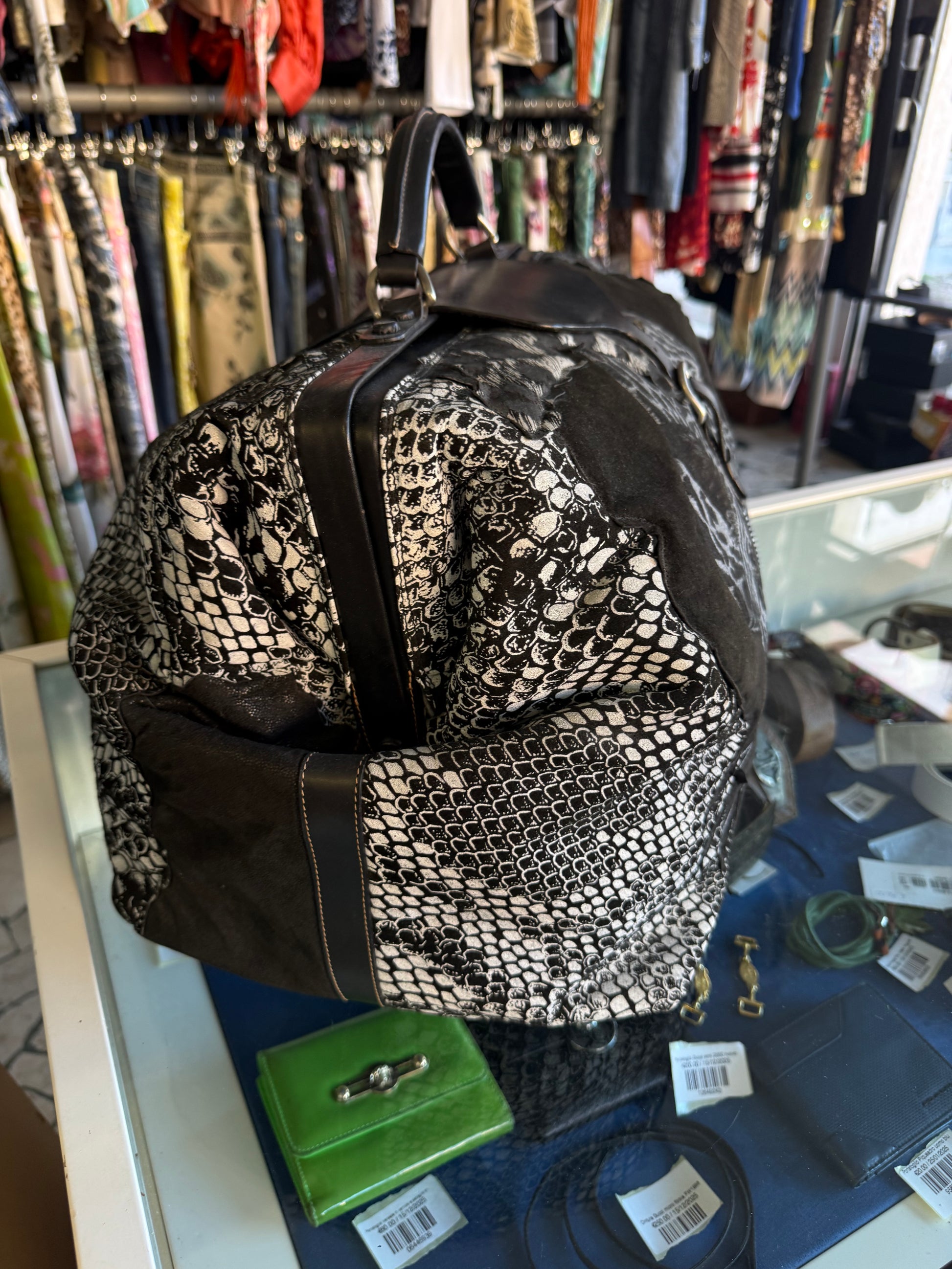 Borsa Roberto Cavalli da viaggio giaguaro patchwork anni 80