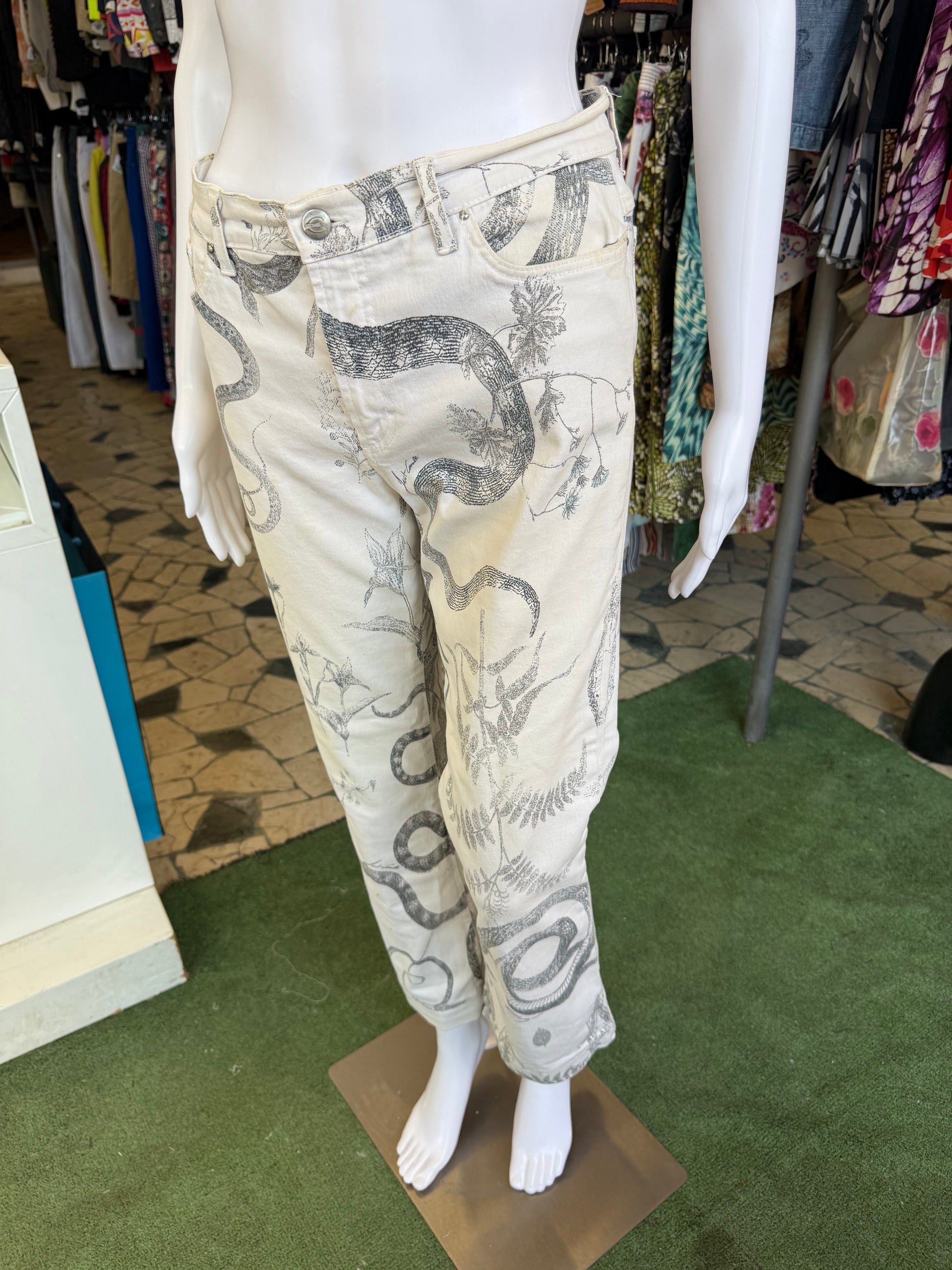 Jeans Roberto Cavalli serpente e foresta grigio, indossato anche Samantha Jones in Sex and the city