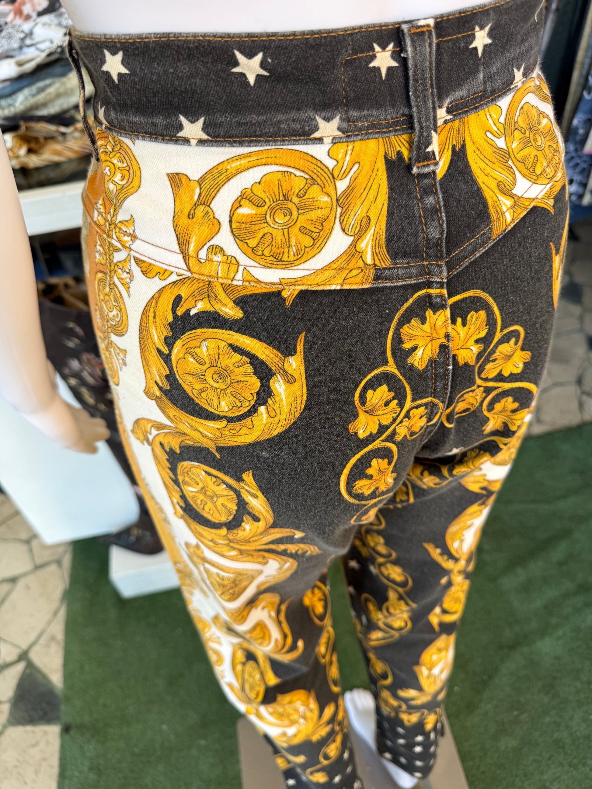 Jeans Roberto Cavalli barocco Pegaso 1990s