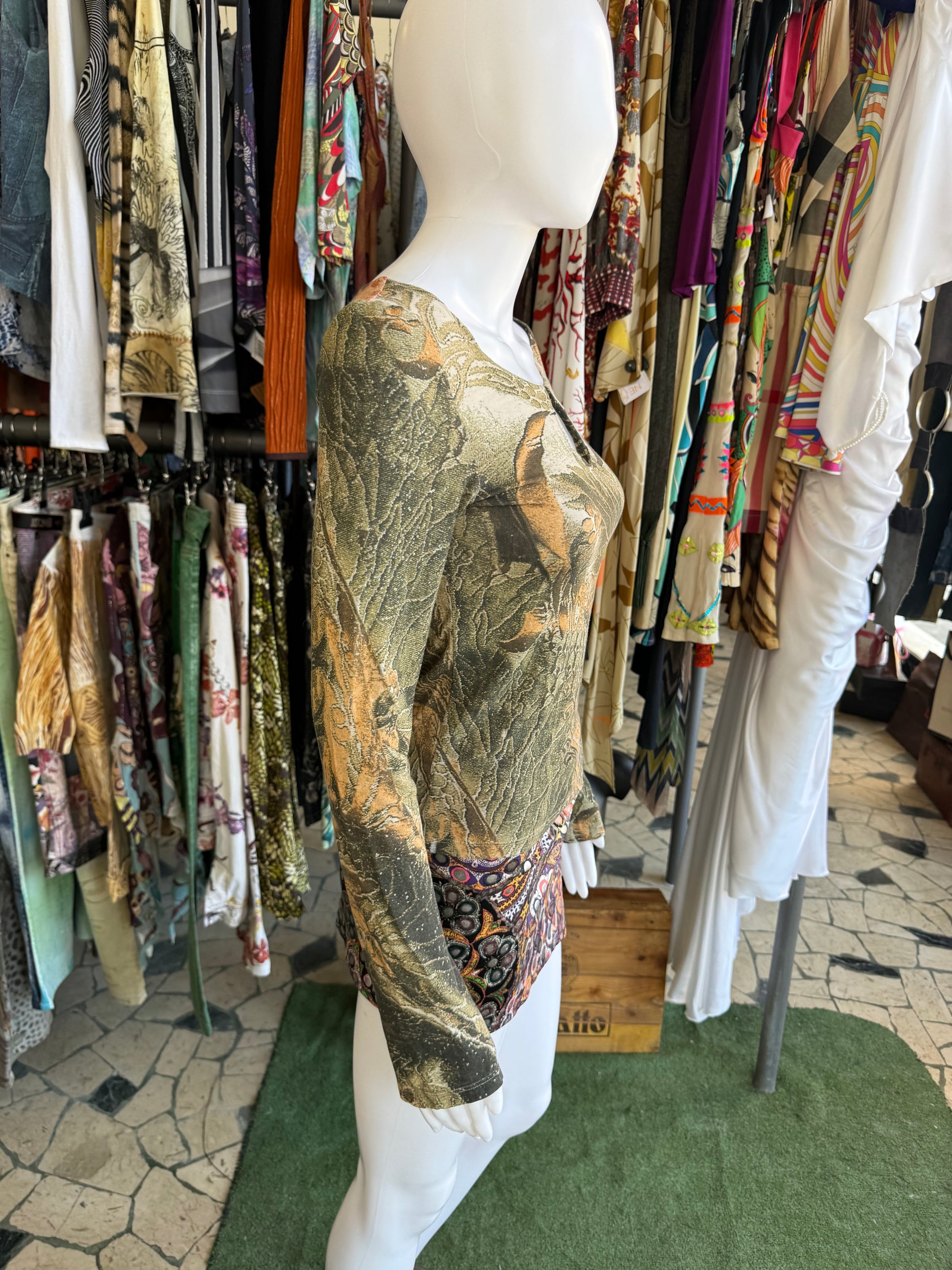 Top Roberto Cavalli fine 90s bosco e piante