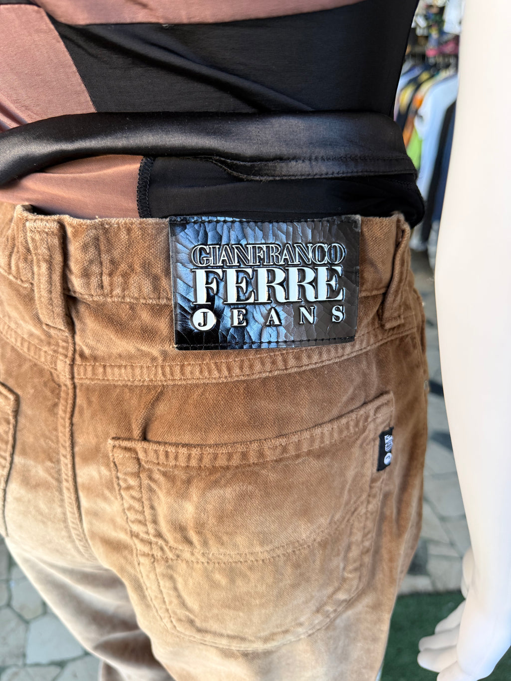 Jeans pantalone Gianfranco Ferrè velluto 90s