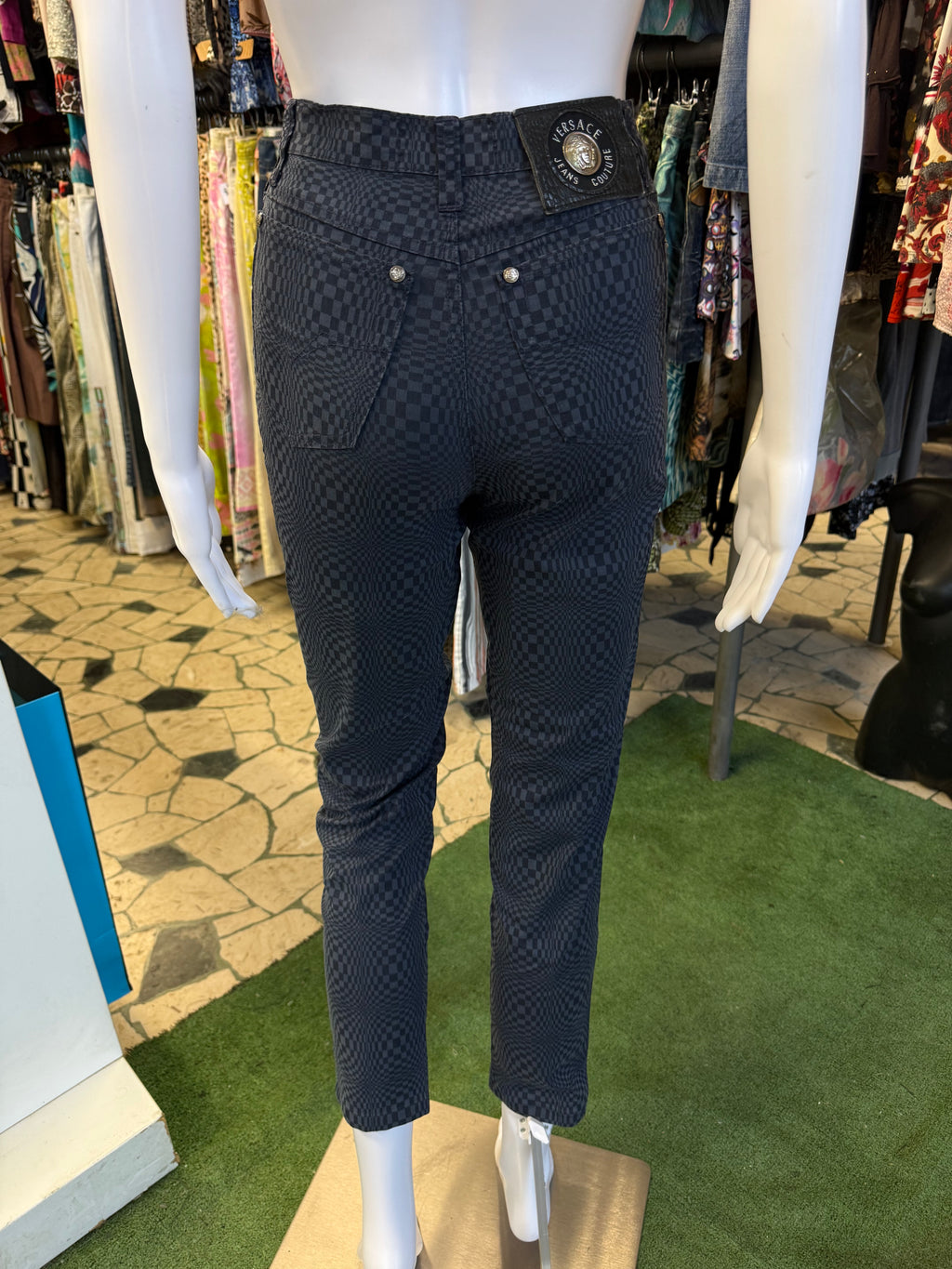 Jeans Versace stampa psichedelica/ olografica 90s