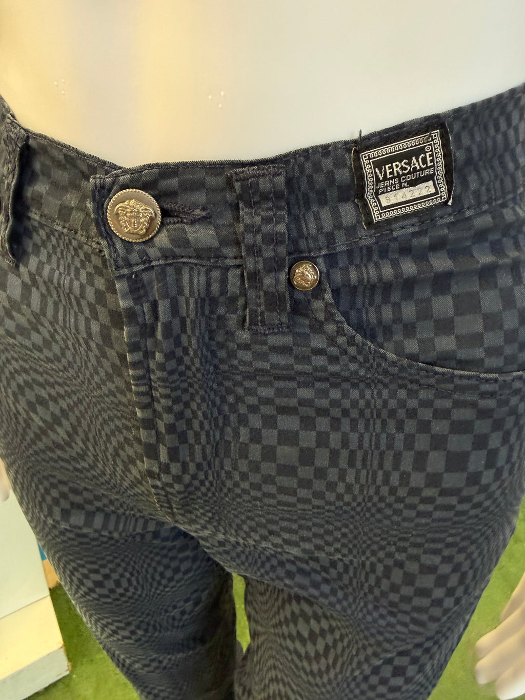 Jeans Versace stampa psichedelica/ olografica 90s