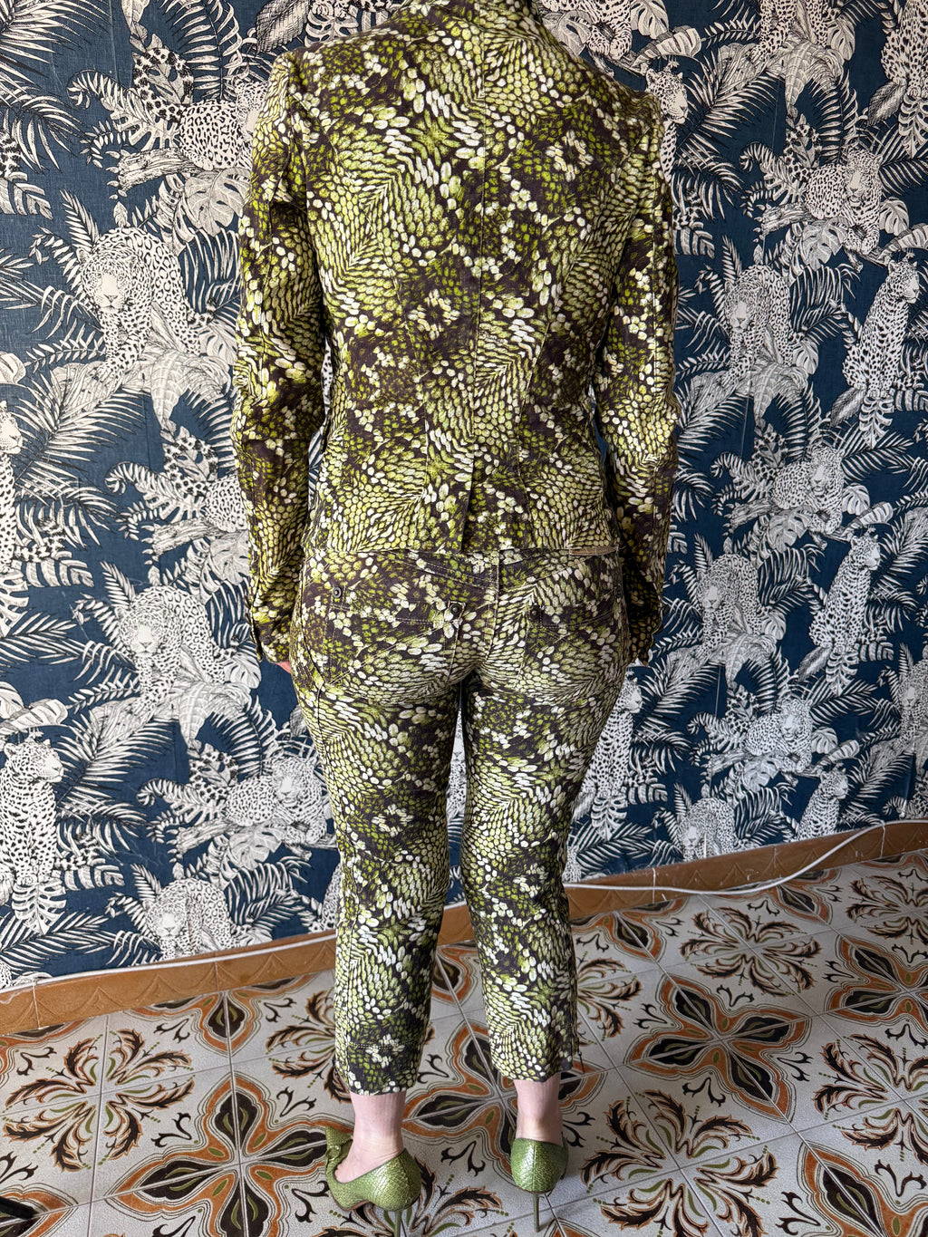 Abito completo pitone verde Roberto Cavalli Just 2000”
