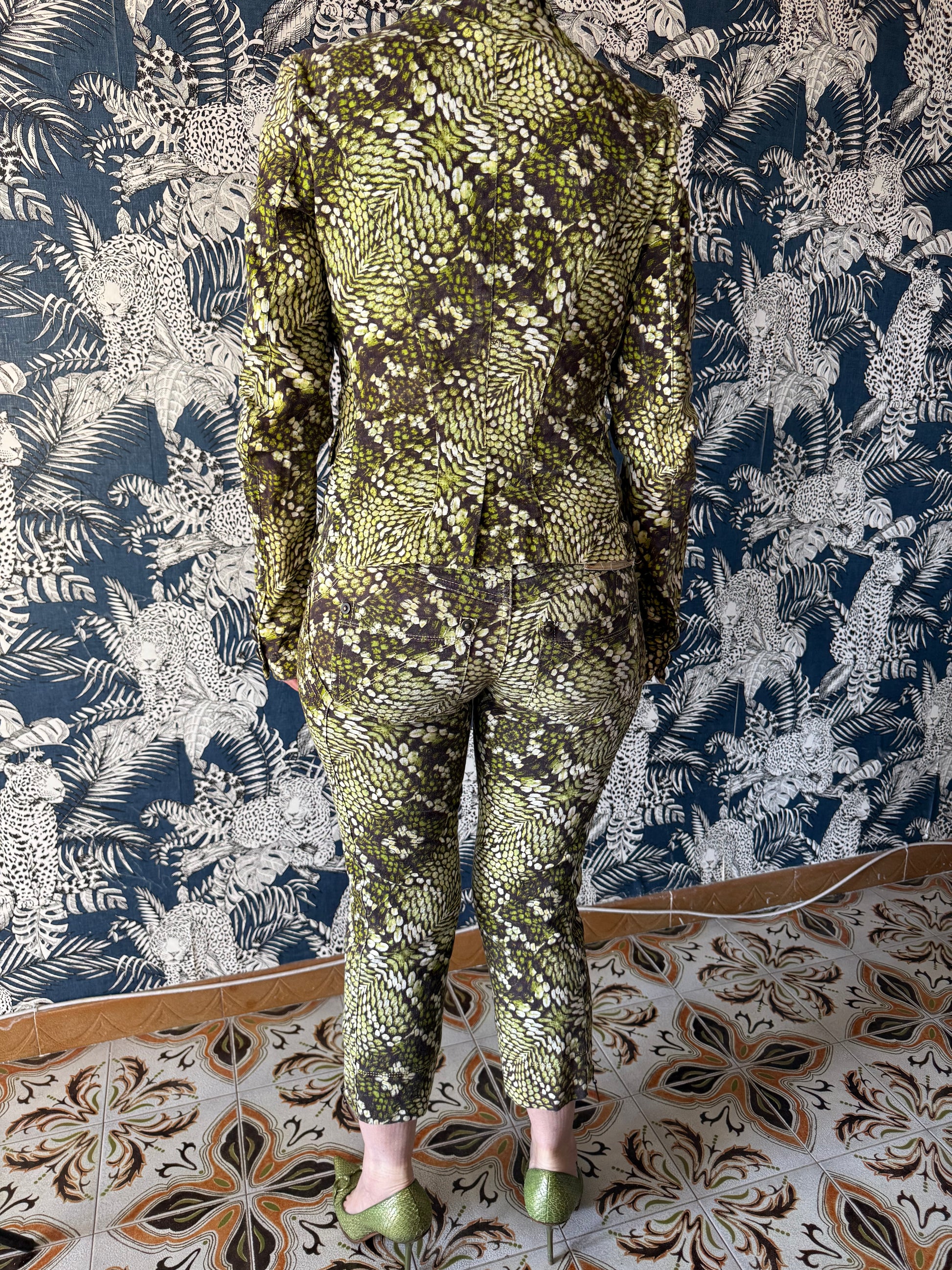 Abito completo pitone verde Roberto Cavalli Just 2000”