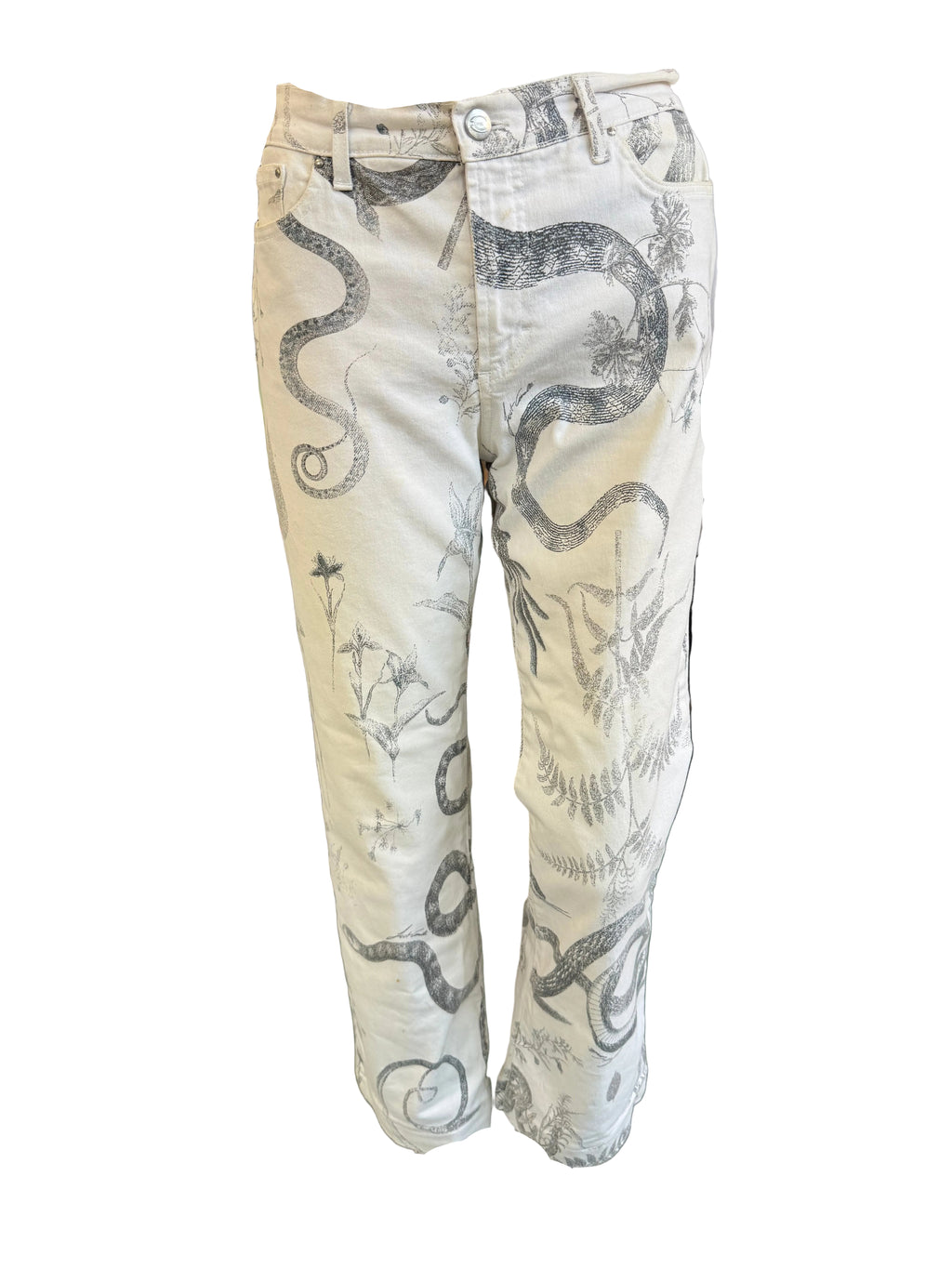Jeans Roberto Cavalli serpente e foresta grigio, indossato anche Samantha Jones in Sex and the city