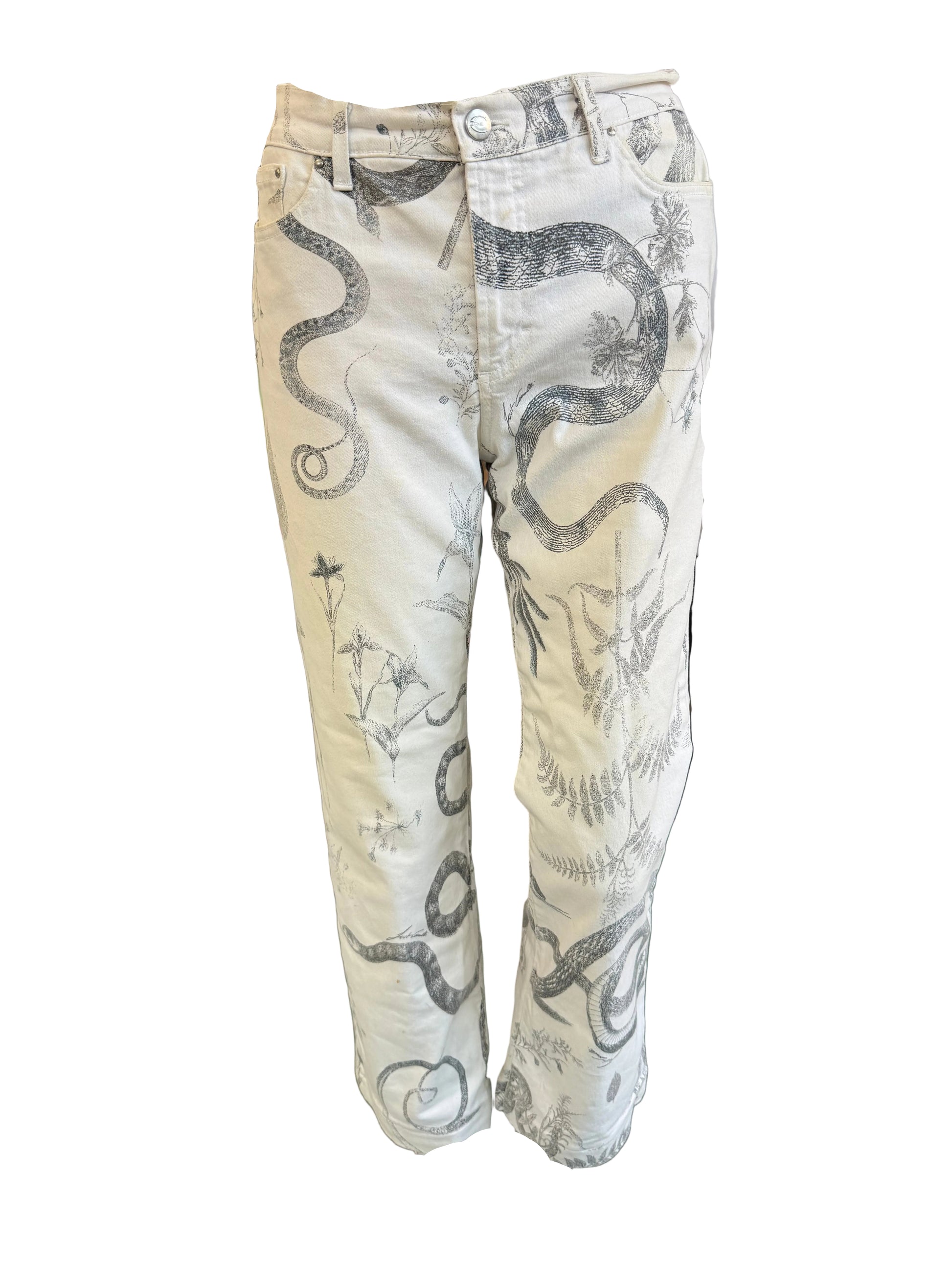 Jeans Roberto Cavalli serpente e foresta grigio, indossato anche Samantha Jones in Sex and the city