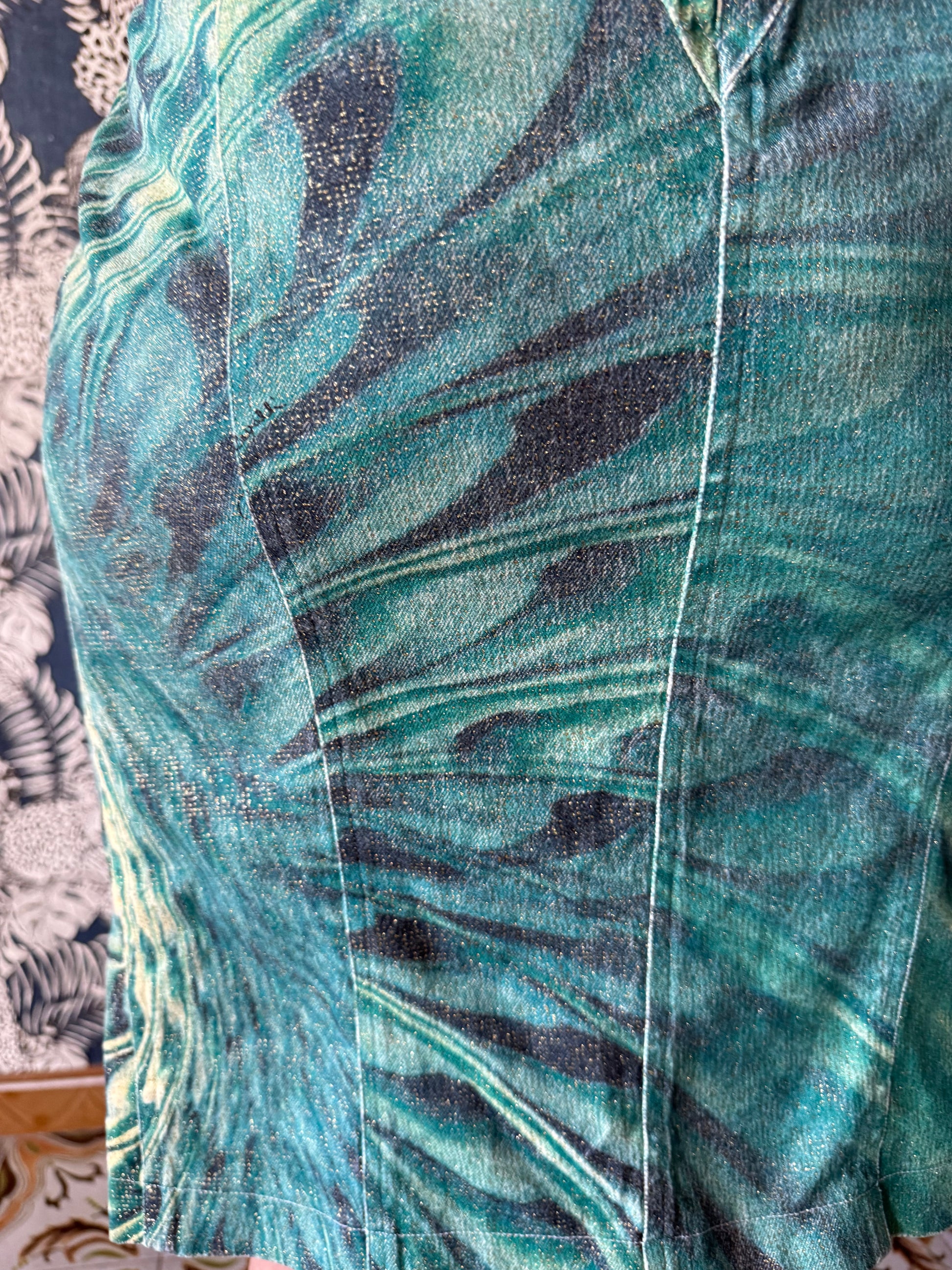 Gonna Roberto Cavalli SS2001 stampa psichedelica verde