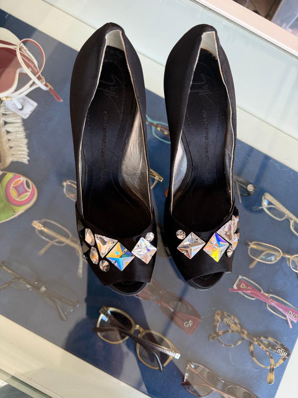 Tacchi Giuseppe Zanotti seta e pietre 00s nuovi