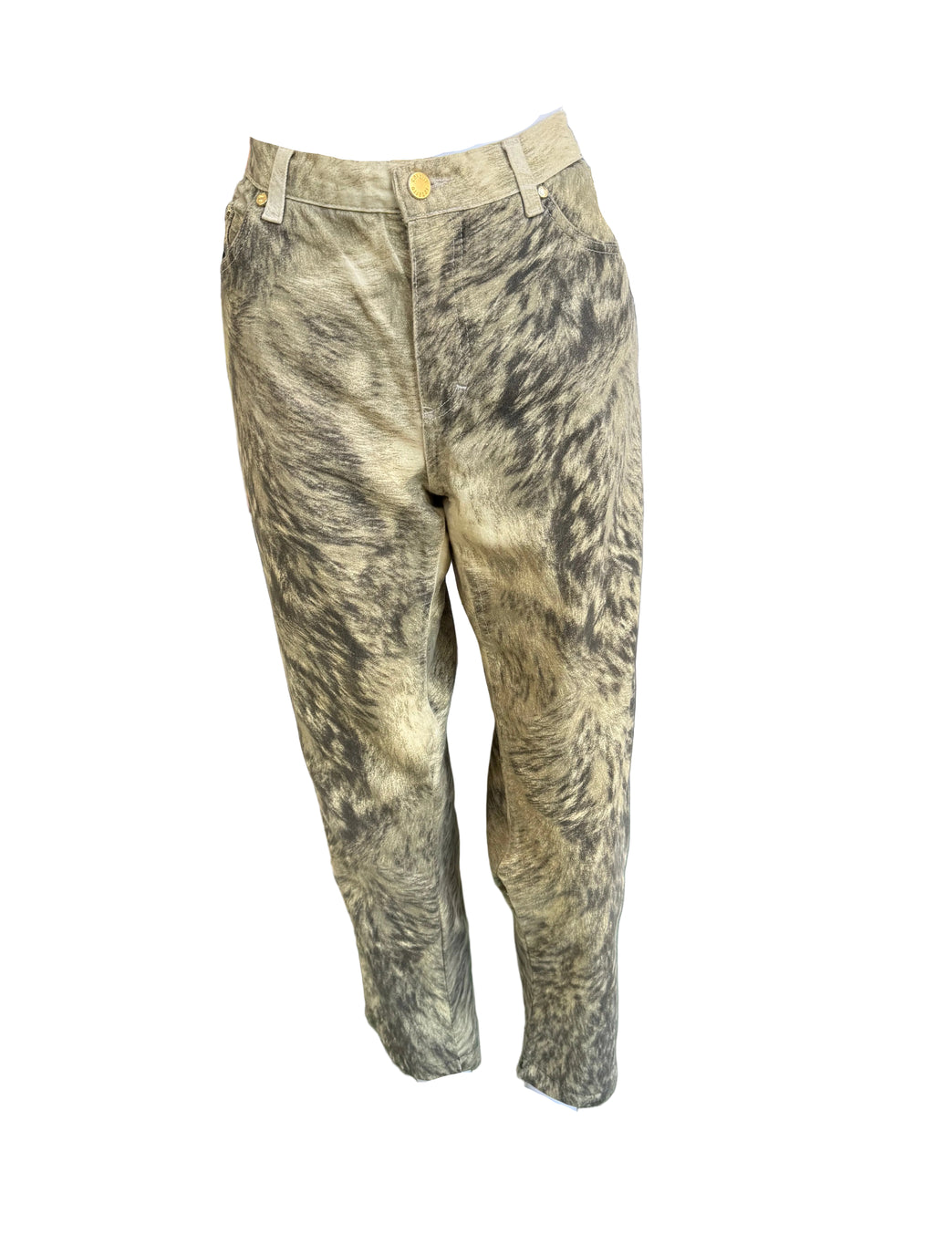 Jeans Roberto Cavalli FW1998 pelliccia lupo grigio
