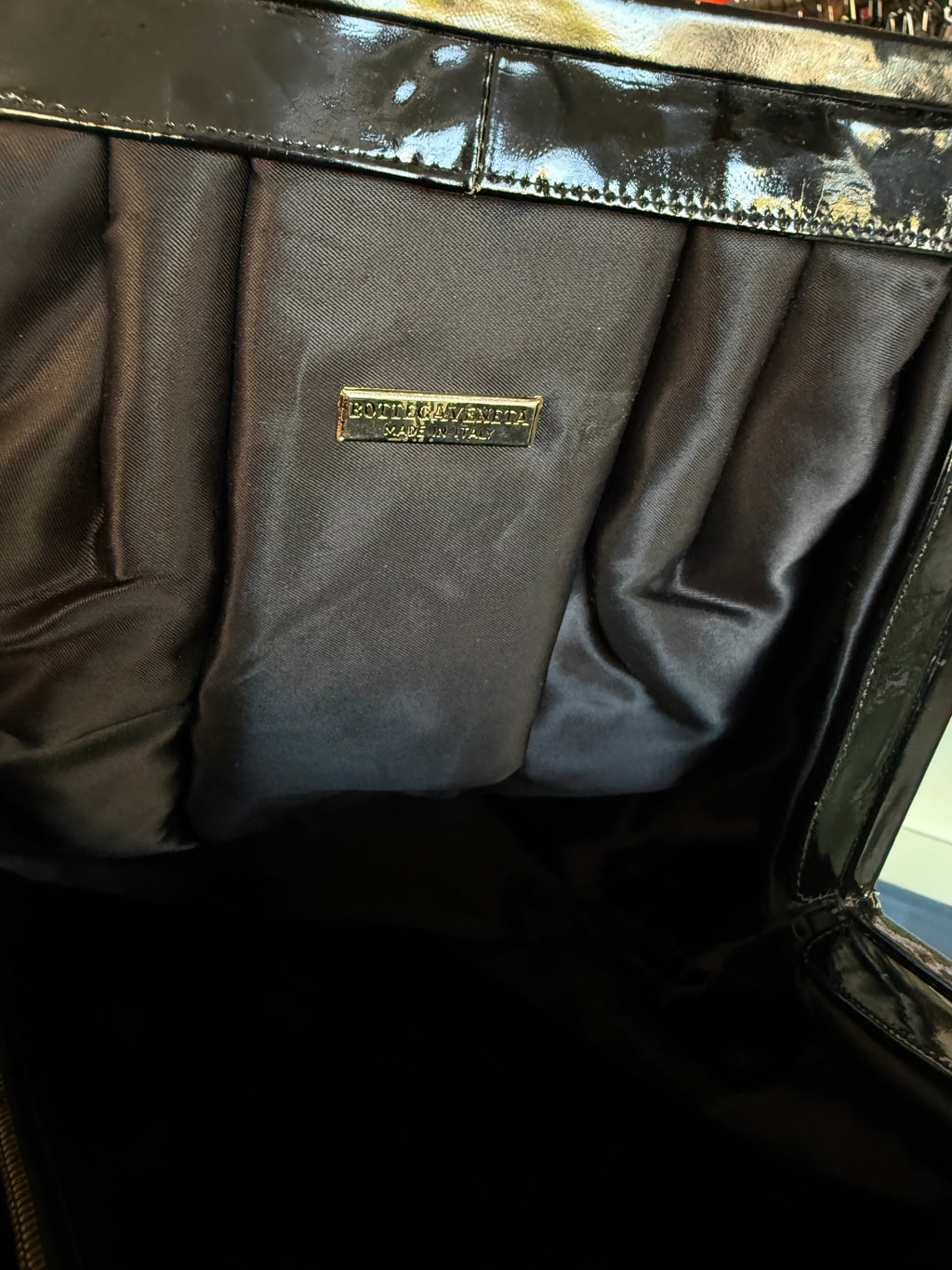 Borsa Bottega Veneta vernice nera anni 70