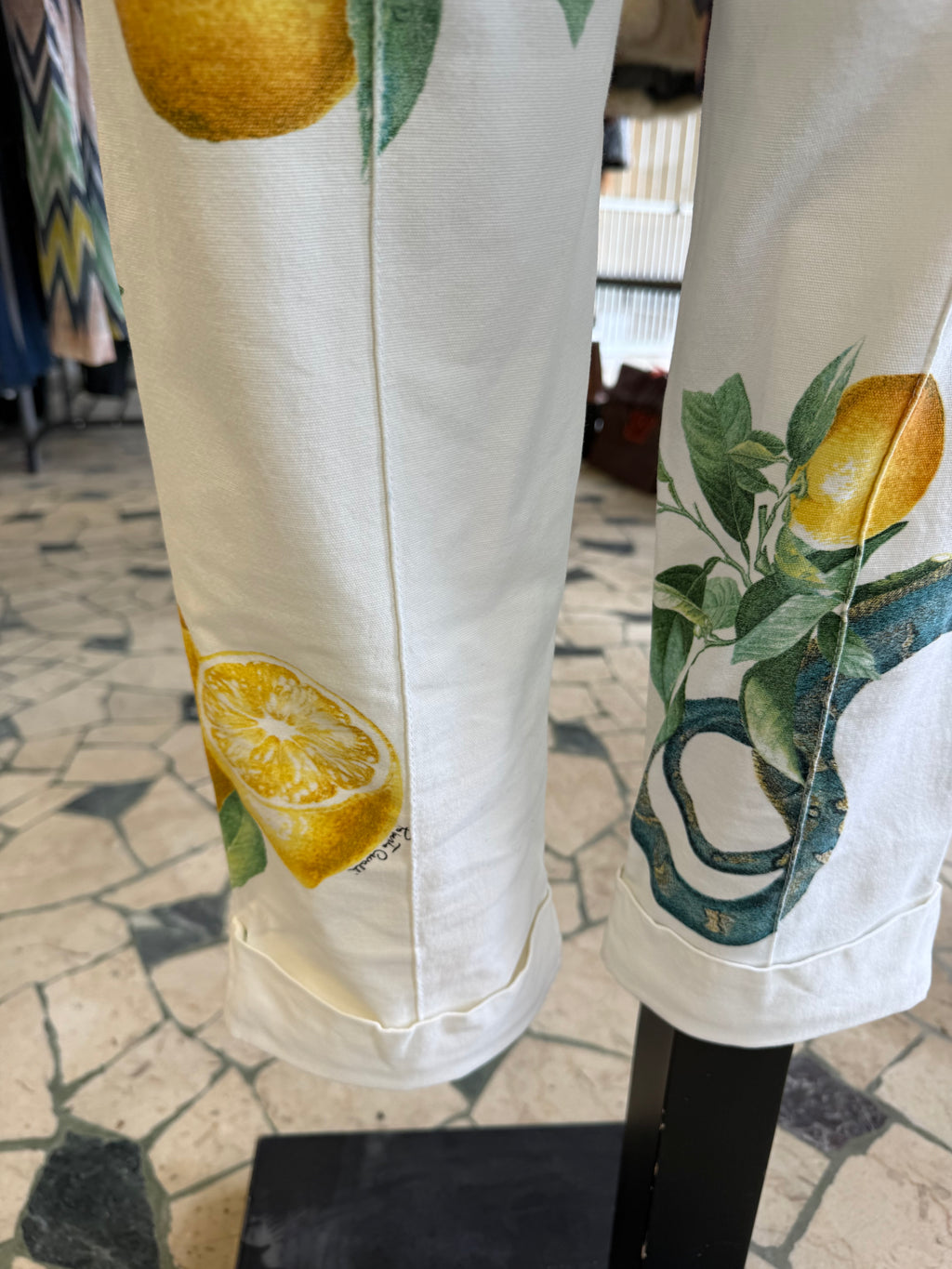 Pantaloni Roberto Cavalli SS2005 limoni e serpenti