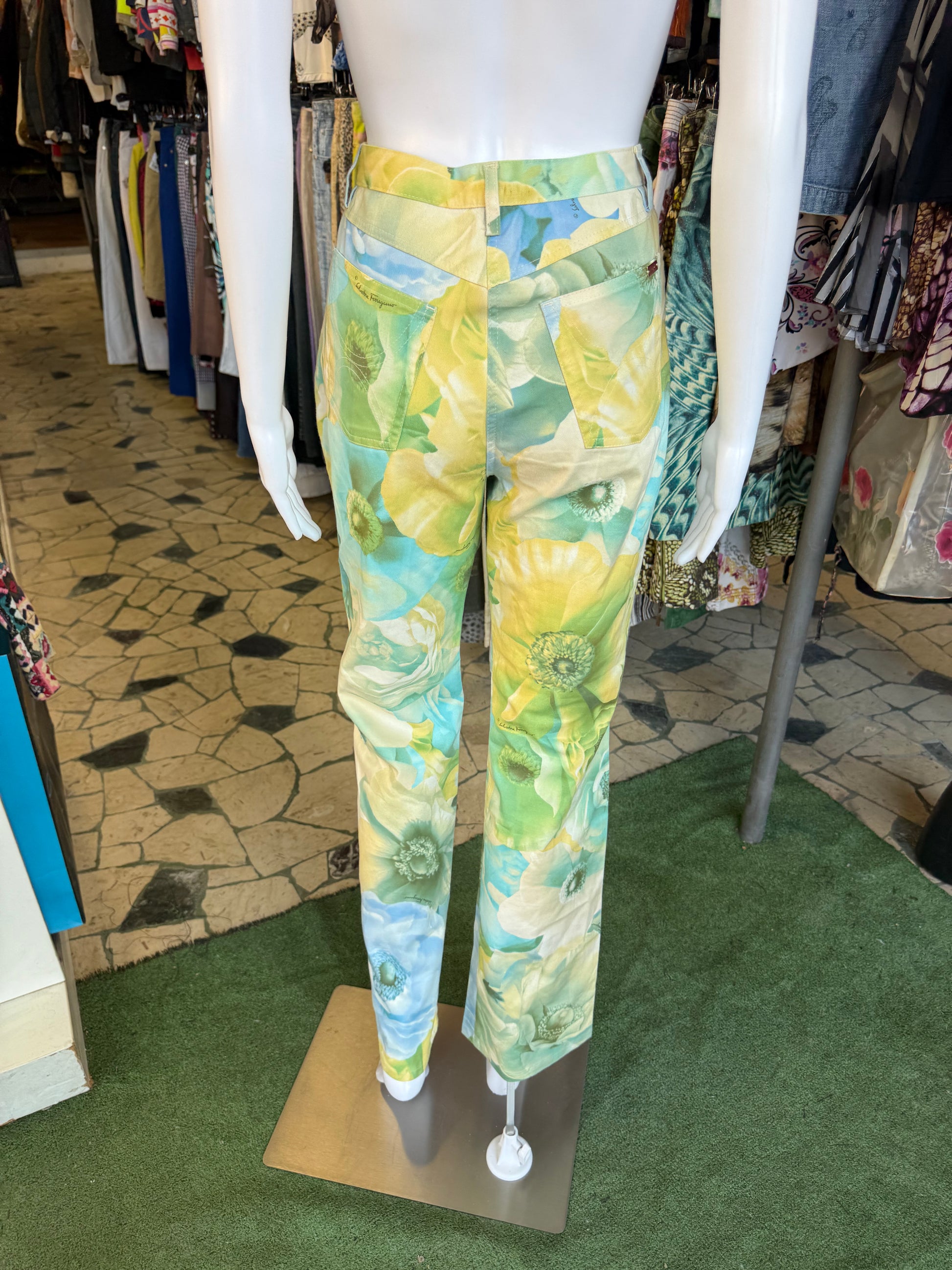 Jeans Salvatore Ferragamo floreale 00s