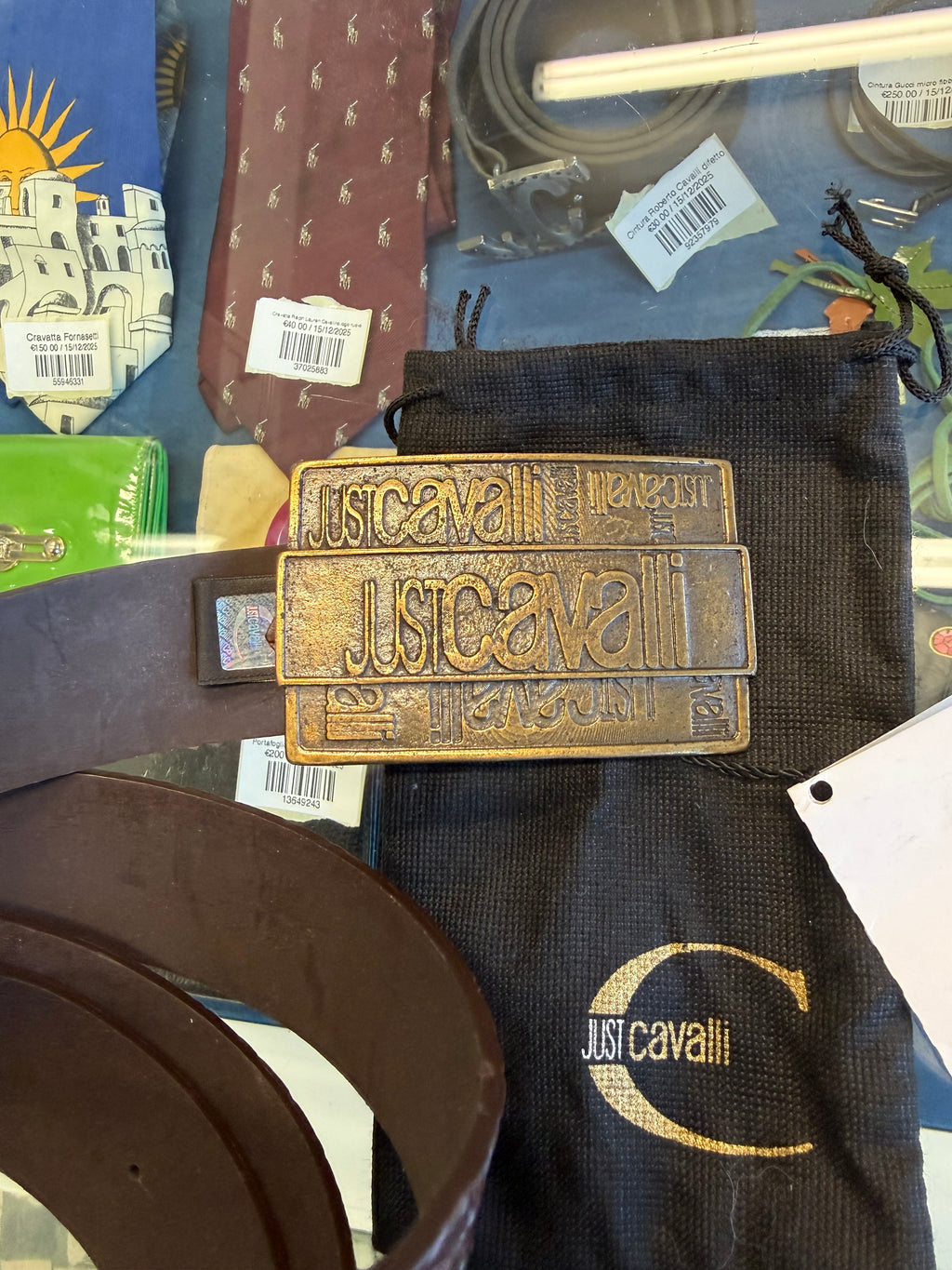 Cintura Roberto Cavalli Just 2000” fibbia scritte  nuova con cartellino