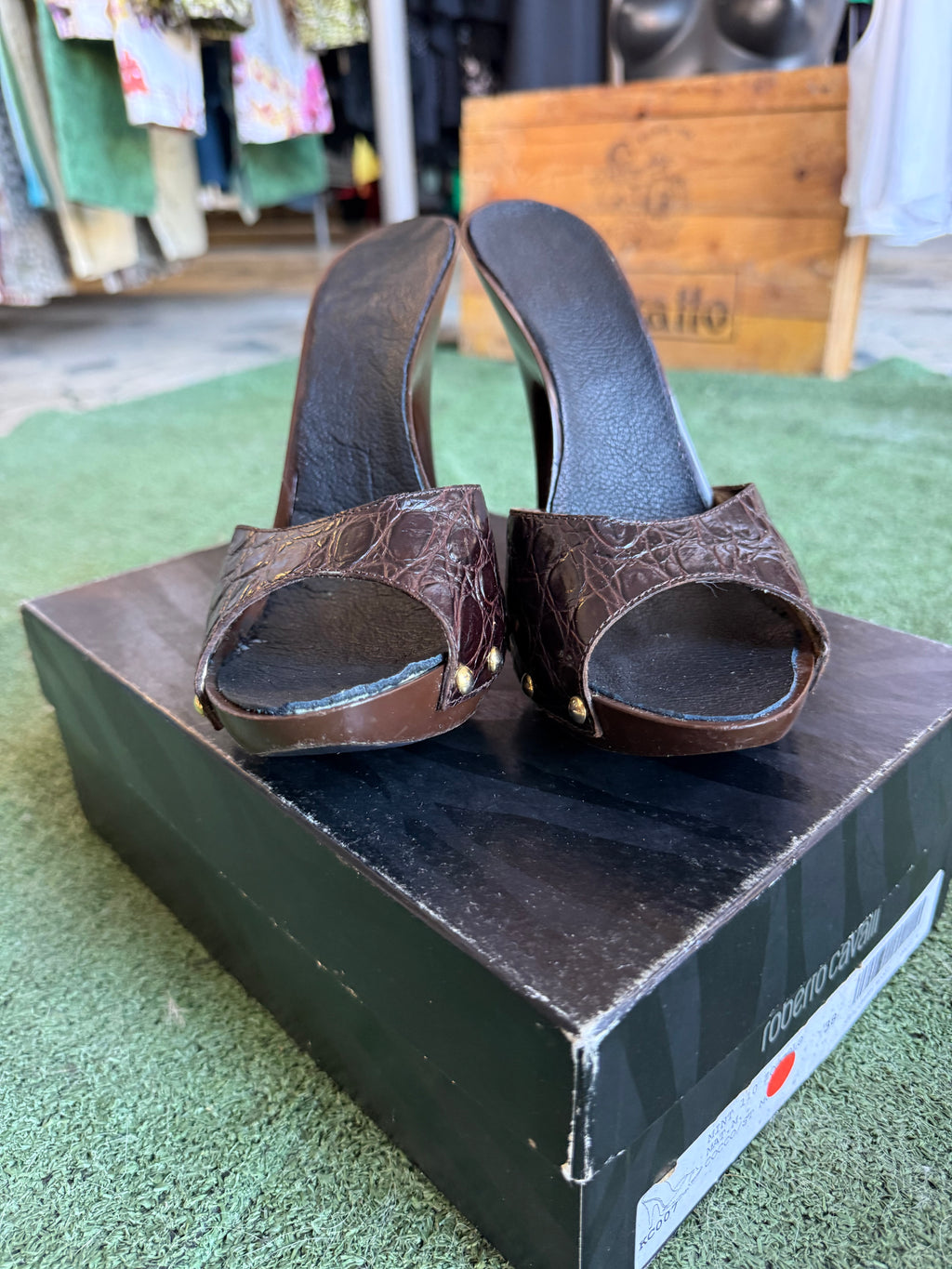 Sandalo sabot Roberto Cavalli cocco 2000s