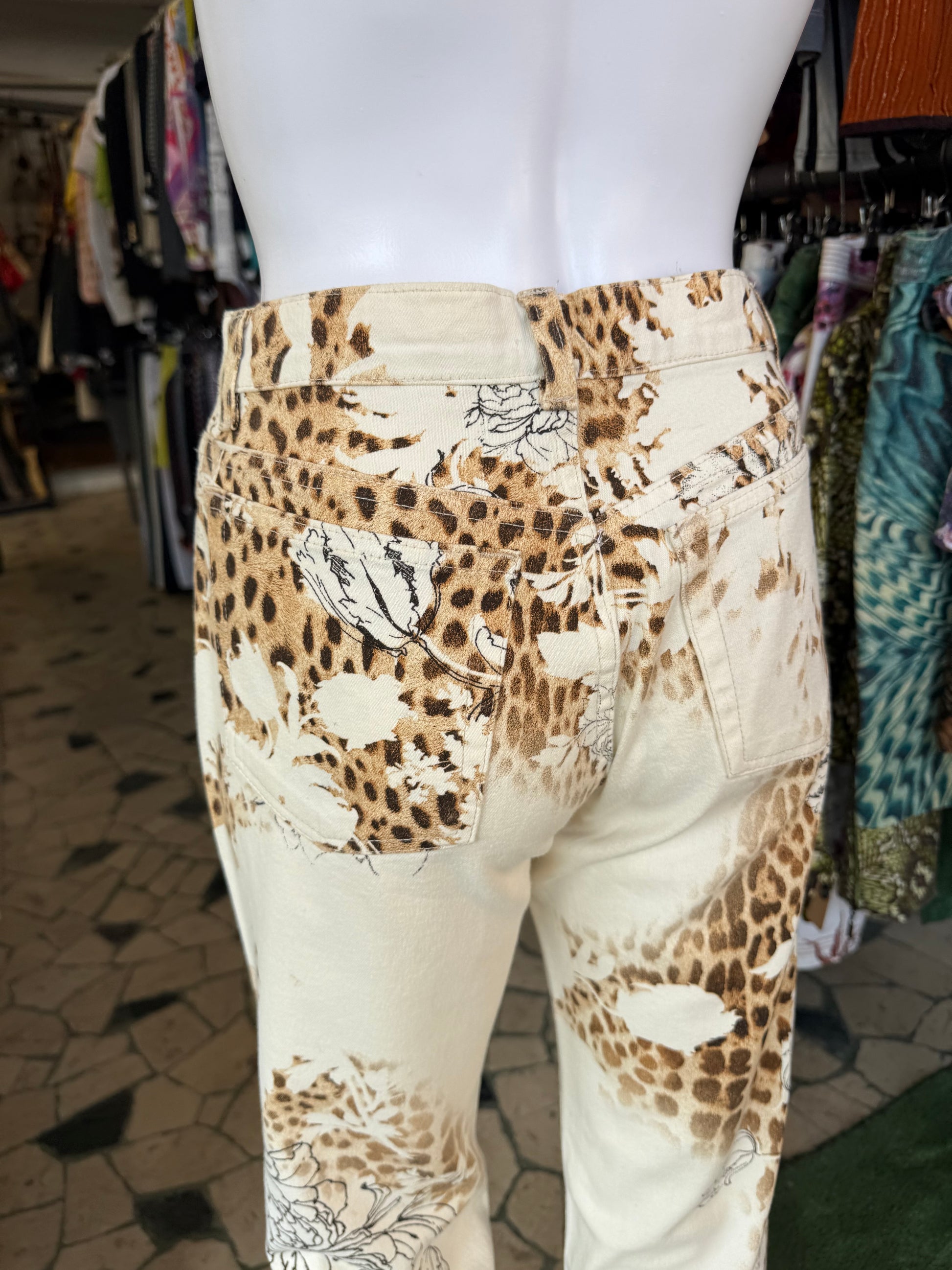 Jeans Roberto Cavalli SS2002 Leopardo e rose