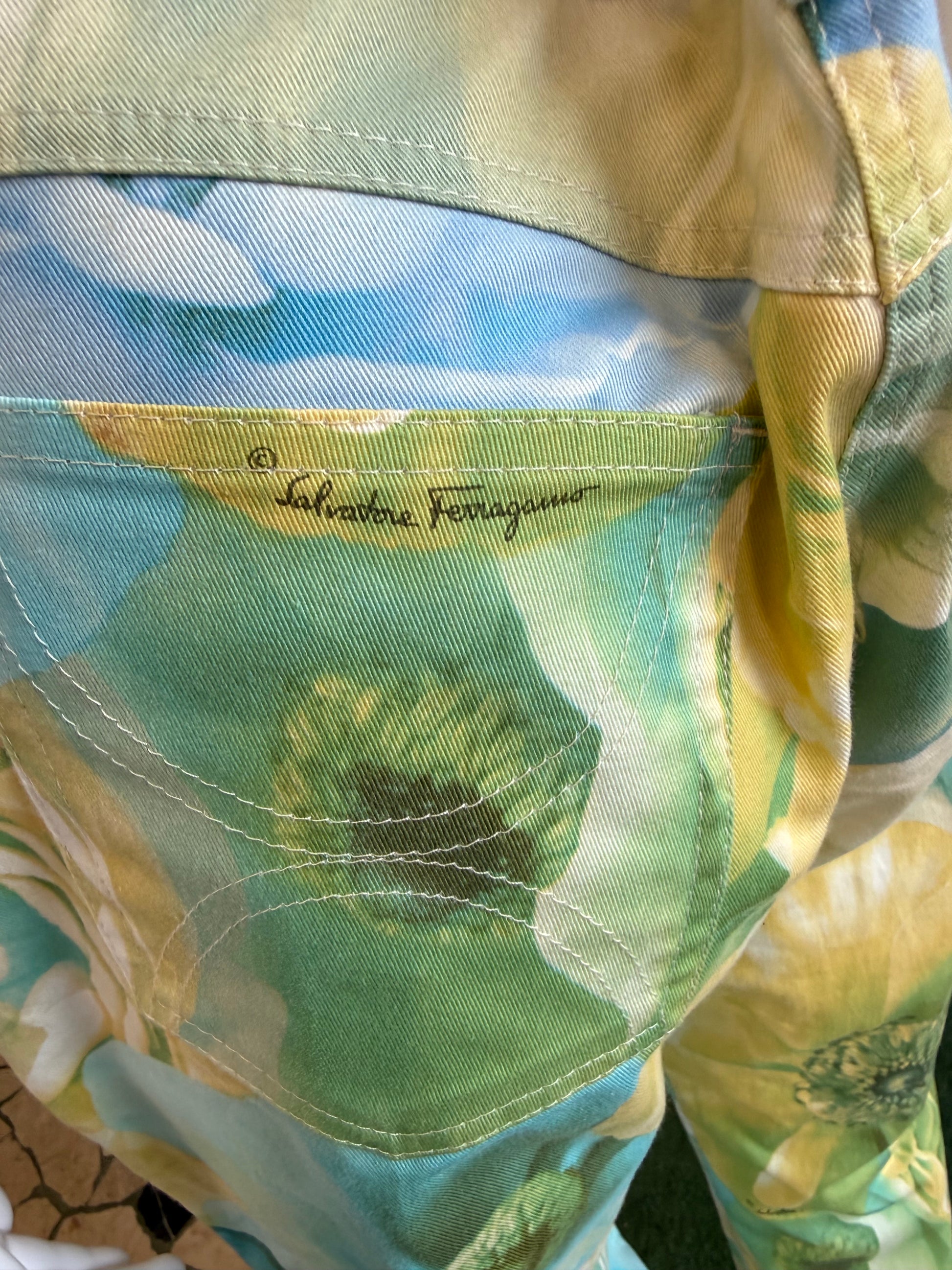 Jeans Salvatore Ferragamo floreale 00s