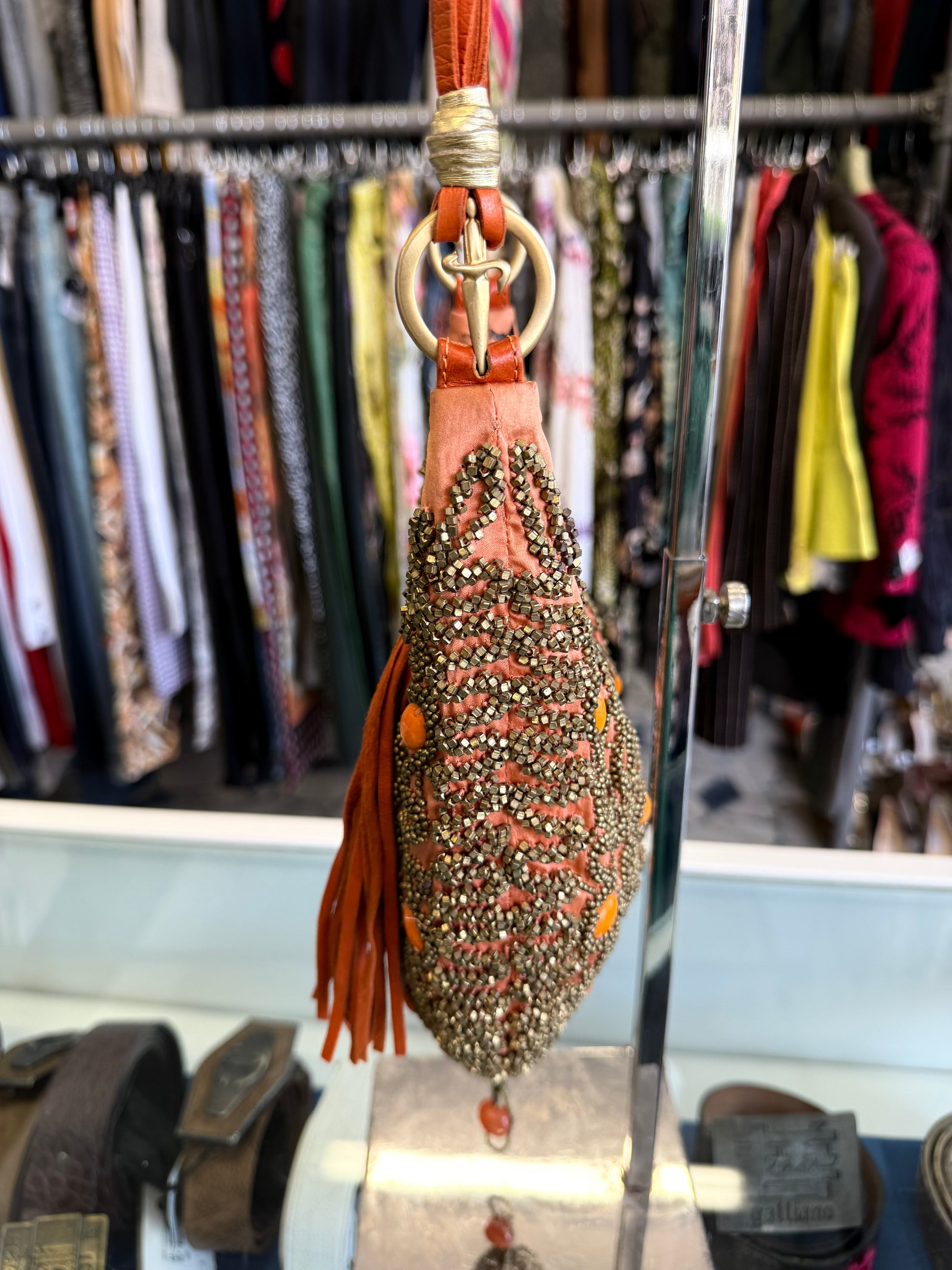 Borsa Cesare Paciotti seta e perline anni 90”