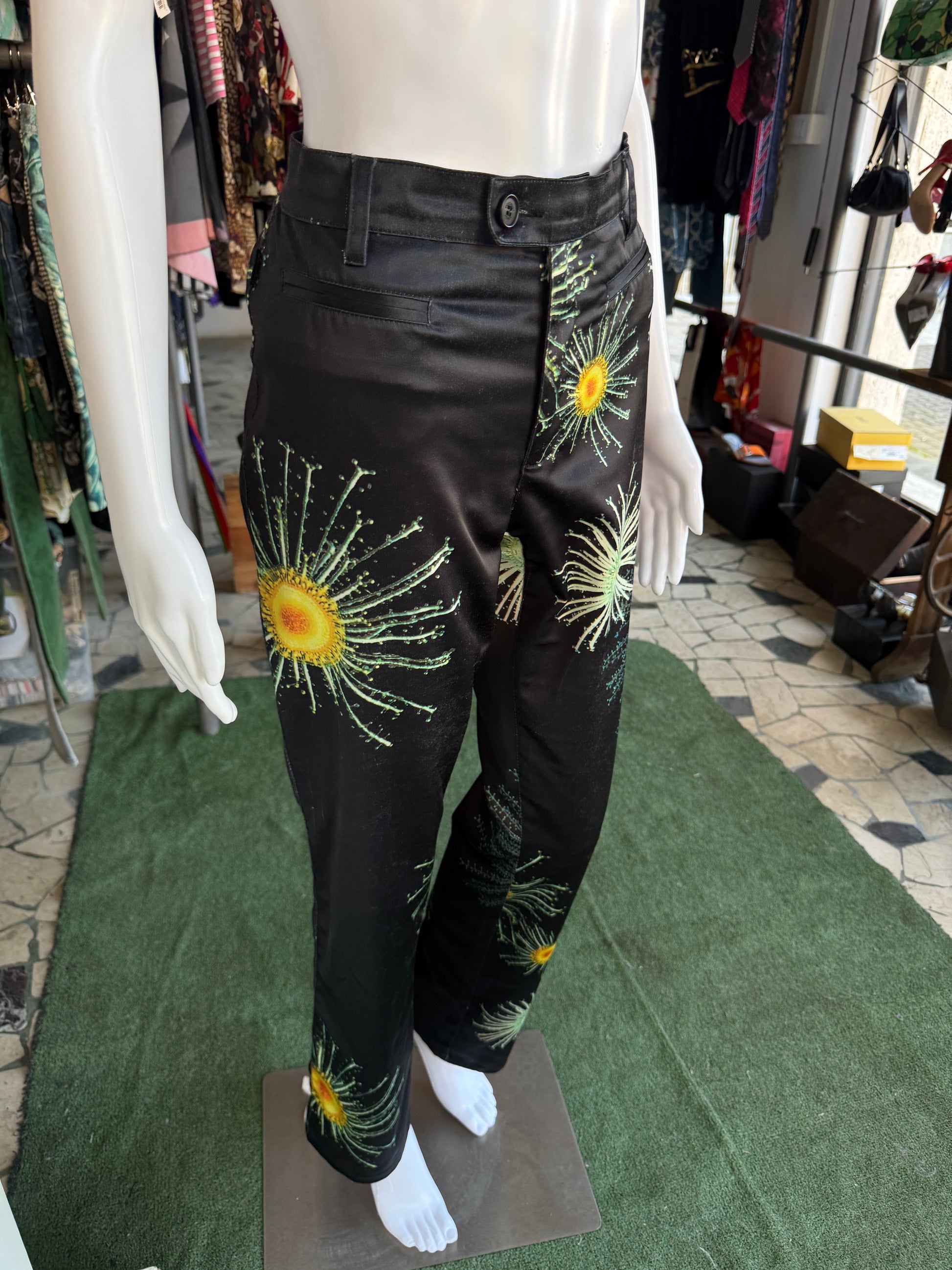 Pantaloni Moschino fiori a microscopio 90s 44