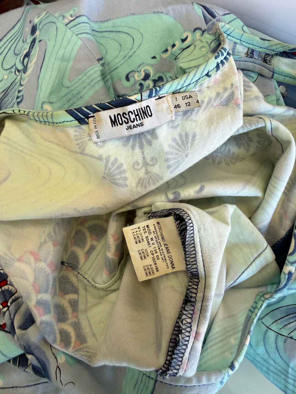 Abito Moschino carpe koi giapponesi 90s
