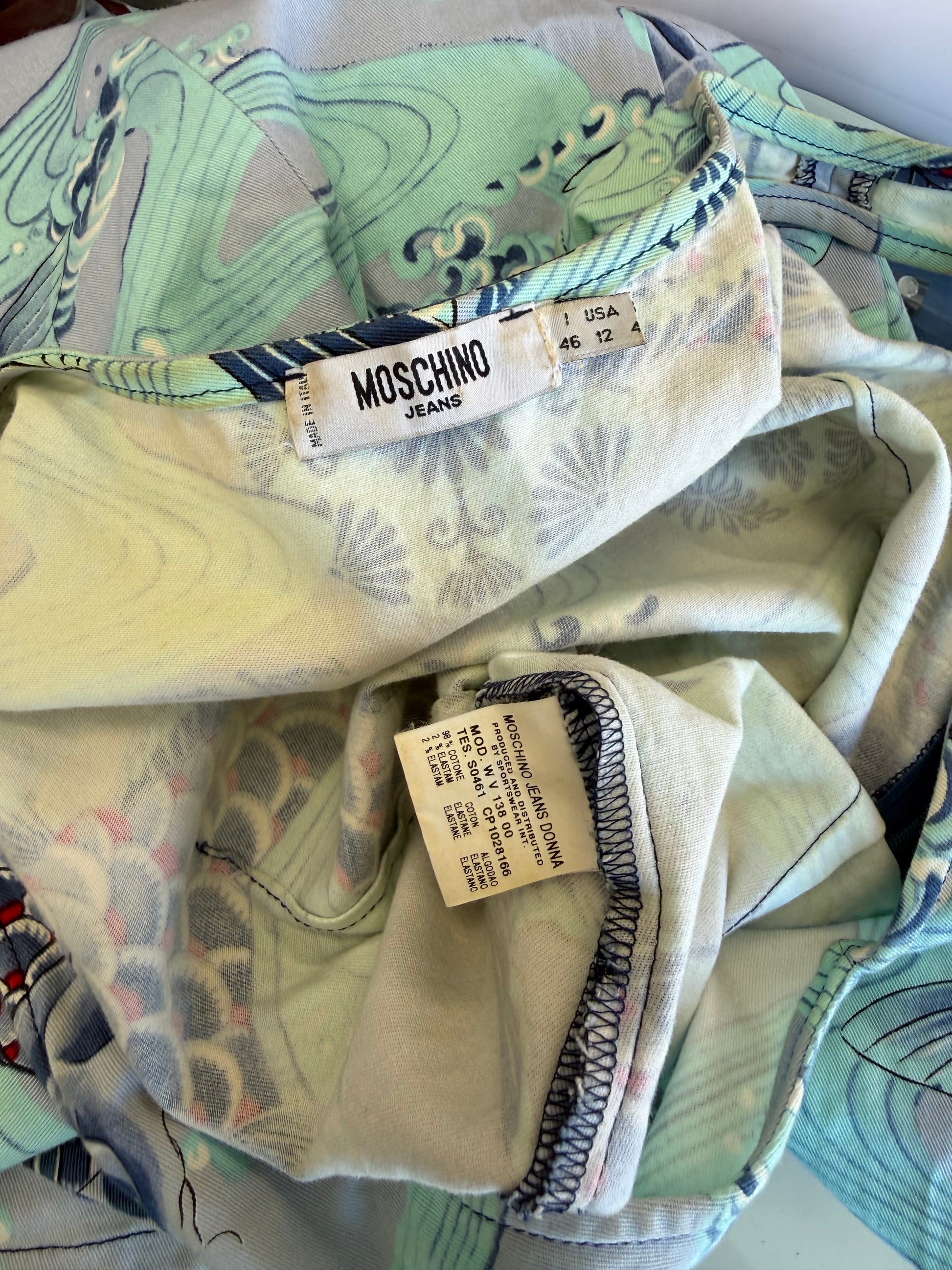 Abito Moschino carpe koi giapponesi 90s
