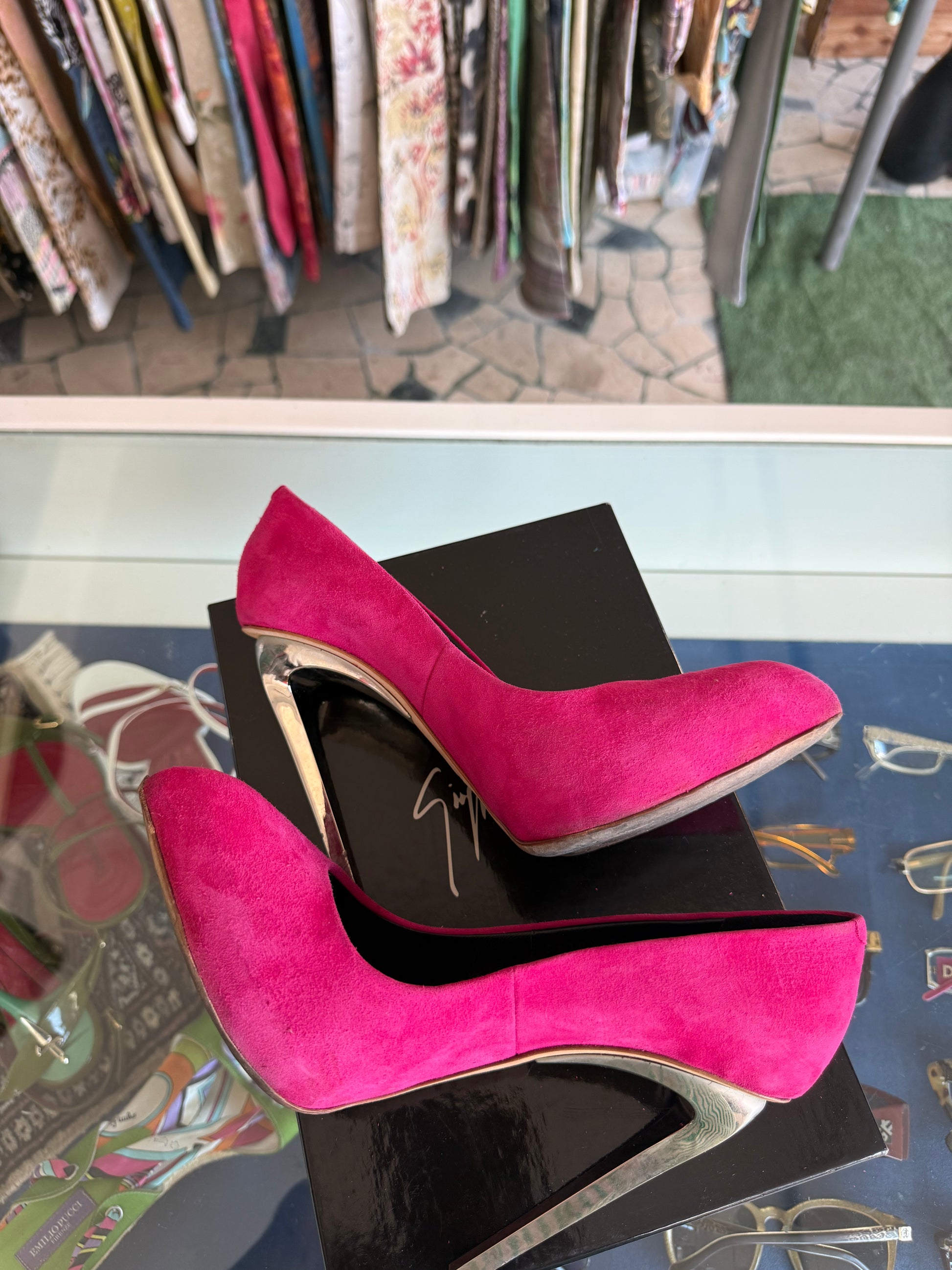 Décolleté Giuseppe Zanotti fucsia tacco acciaio