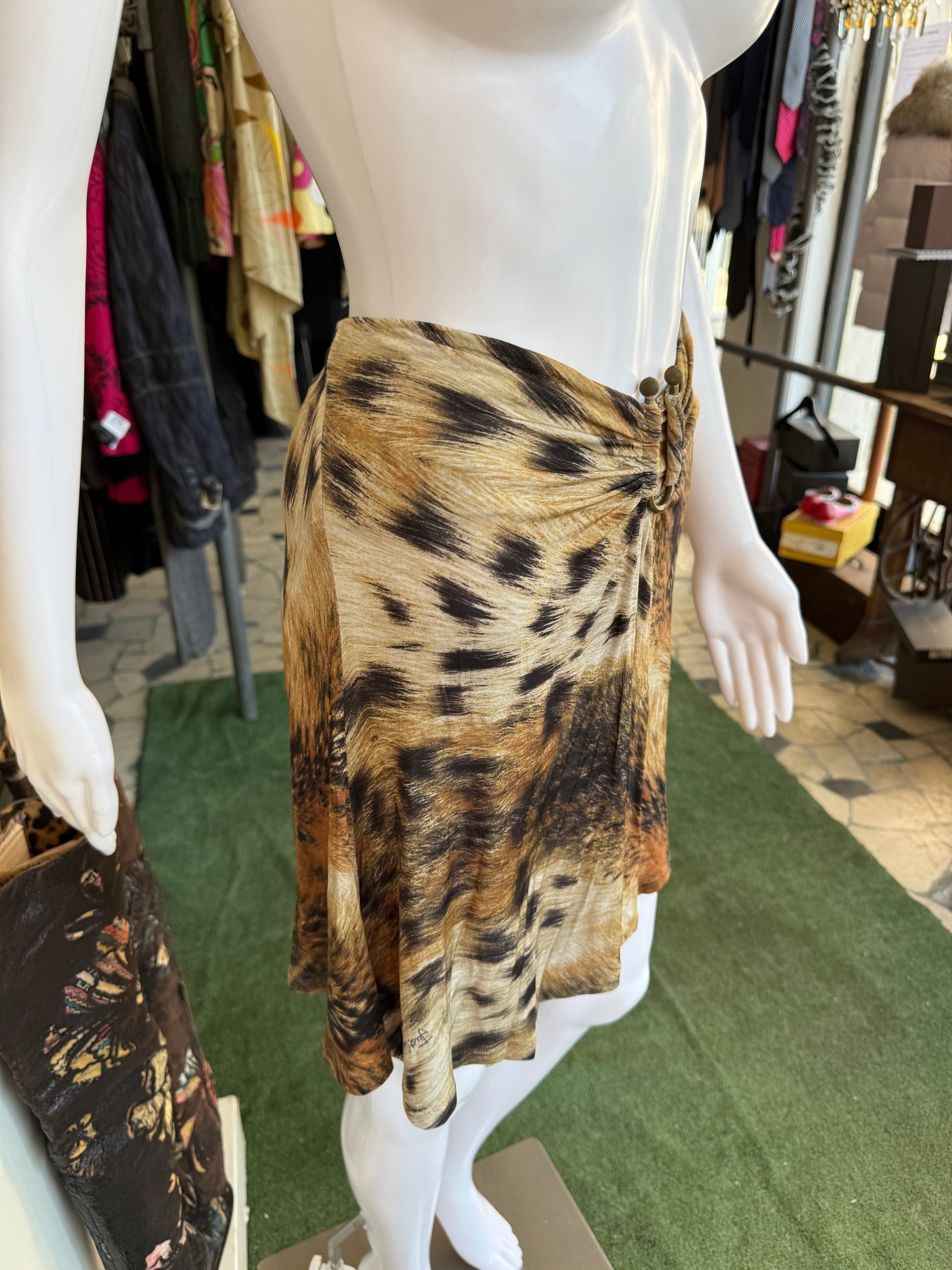 Gonna Roberto Cavalli animalier pelliccia ghepardo
