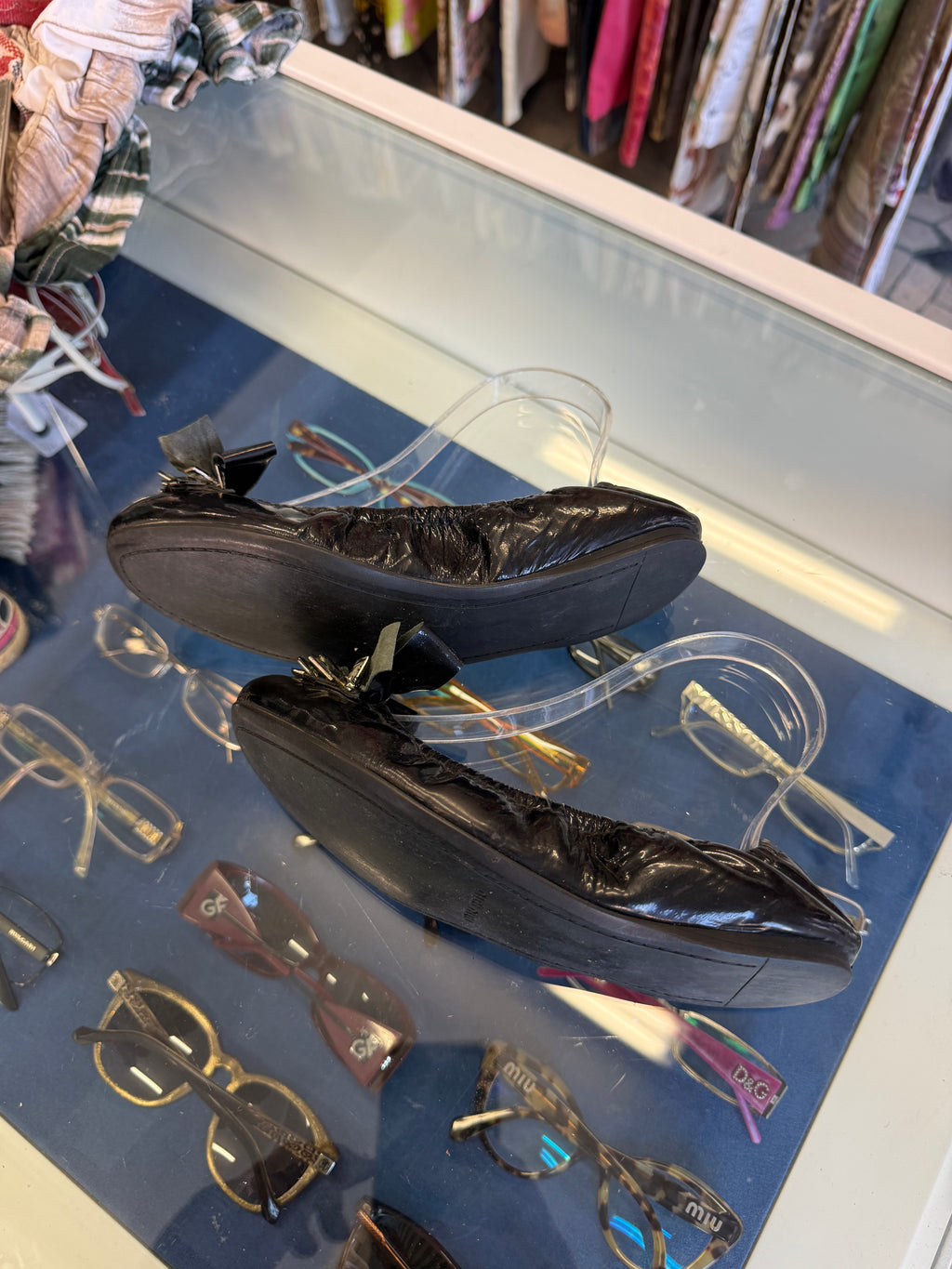 Ballerine Miu Miu pelle e cristalli 00s