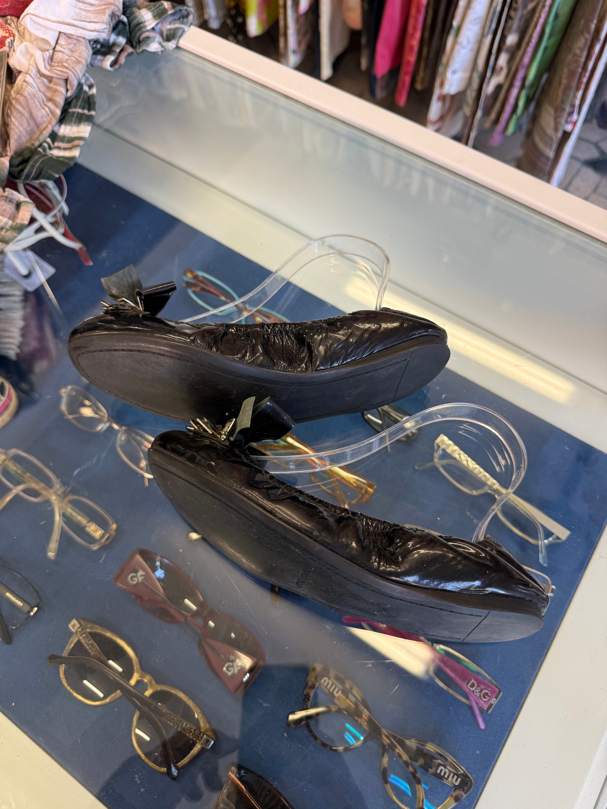 Ballerine Miu Miu pelle e cristalli 00s