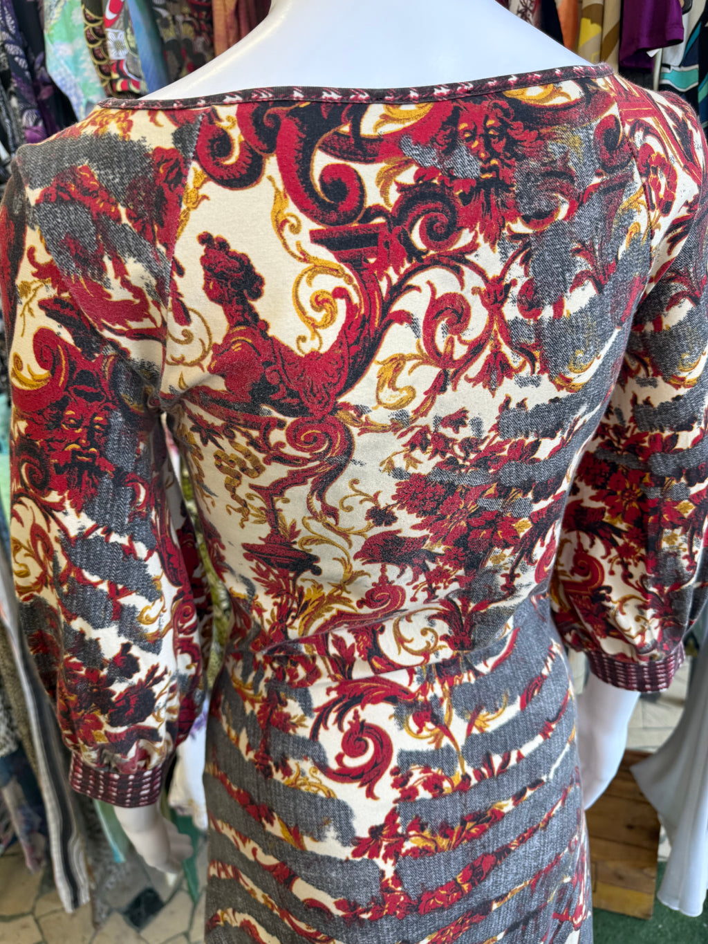 Abito Roberto Cavalli barocco su denim 2000”