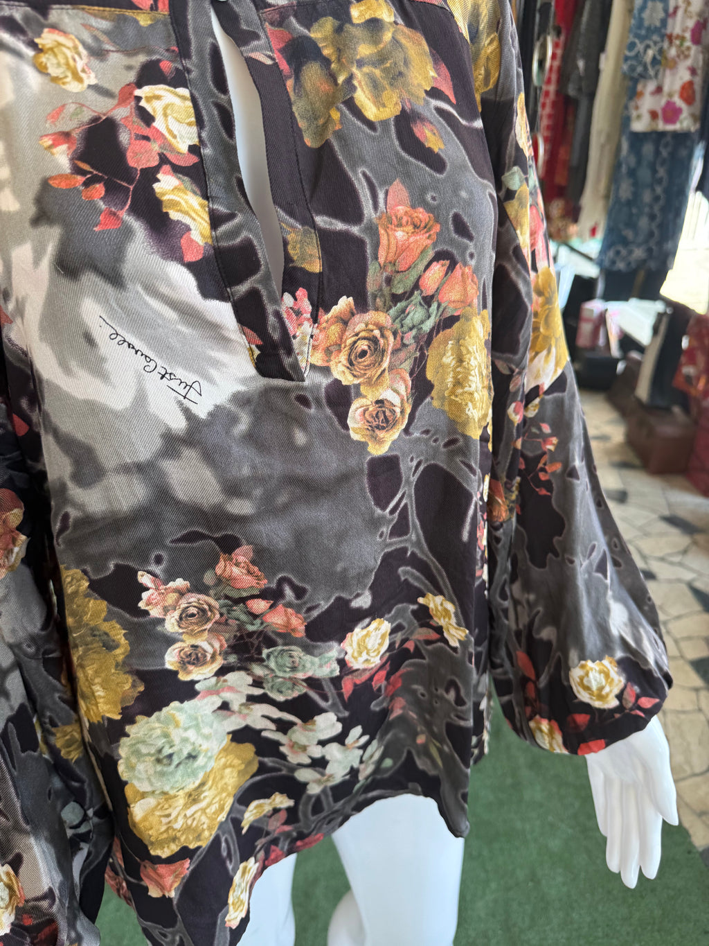Blusa Roberto Cavalli seta fiori 00s