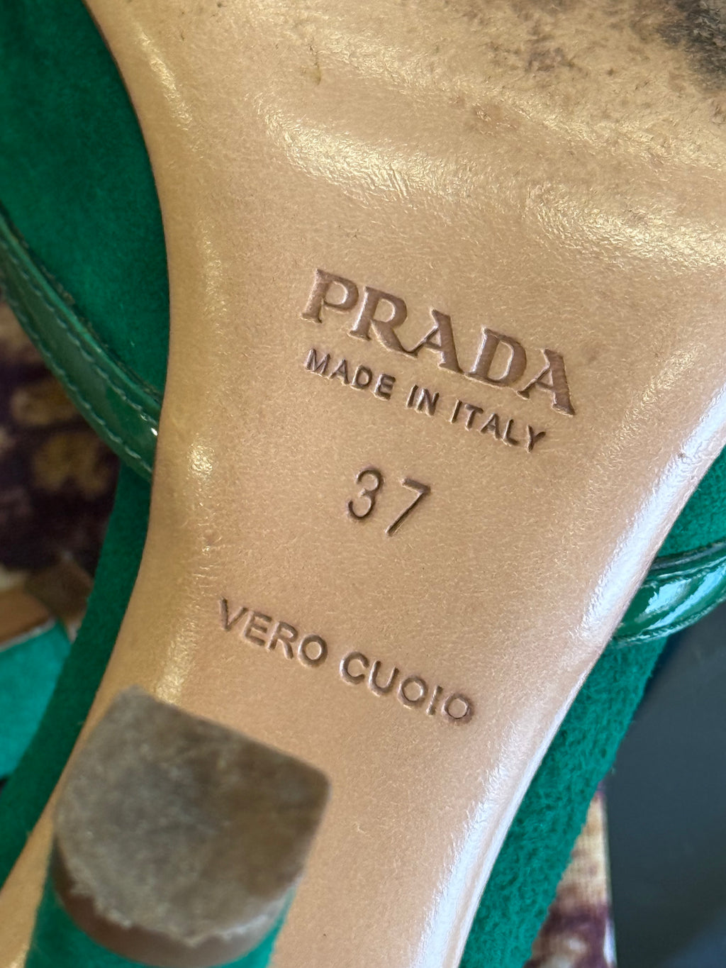 Sandali con tacco Prada anni 2000 verde erba