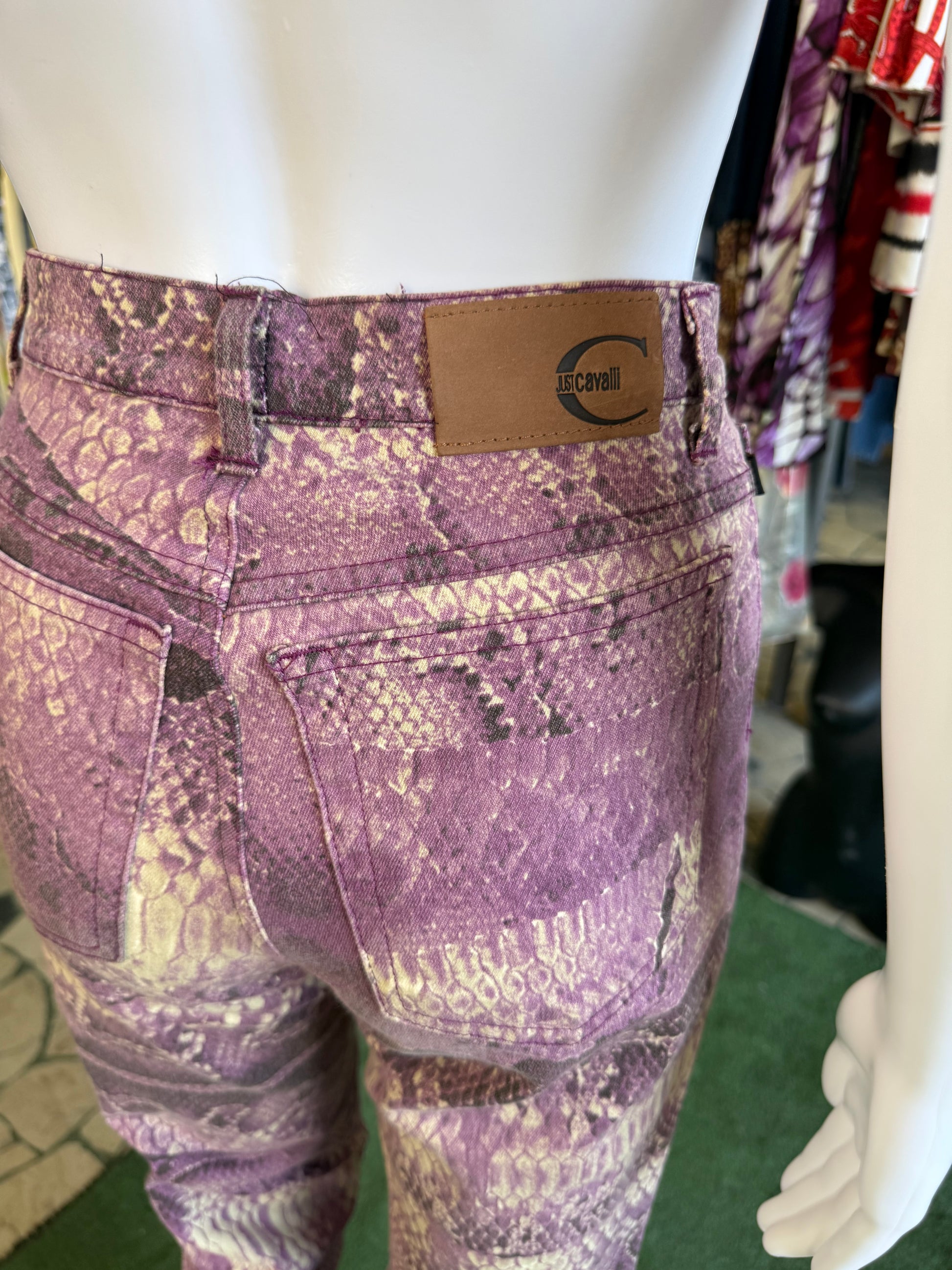 Jeans Roberto Cavalli pitone viola 00s