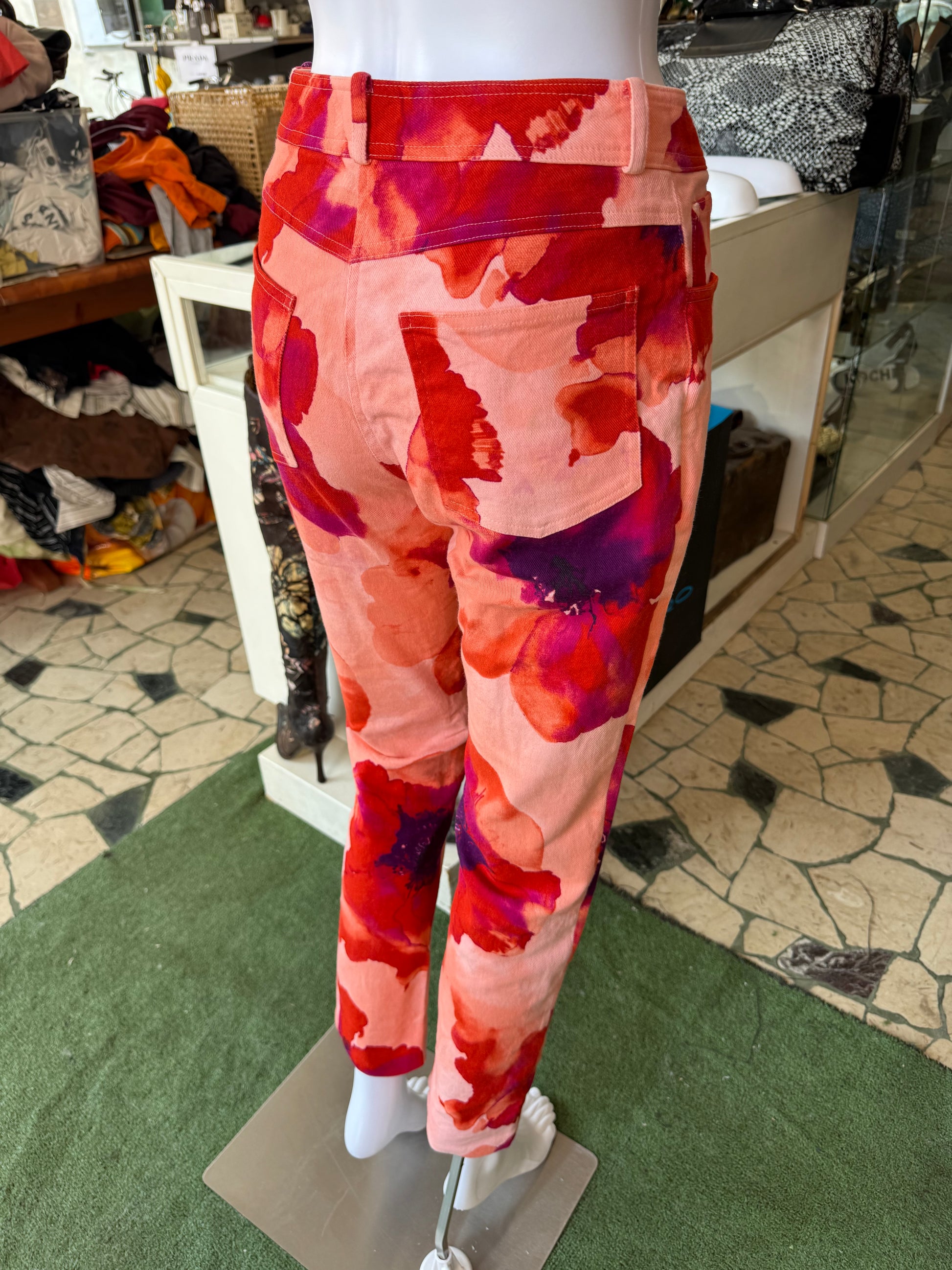 Jeans Celine SS2004 fiori di papavero
