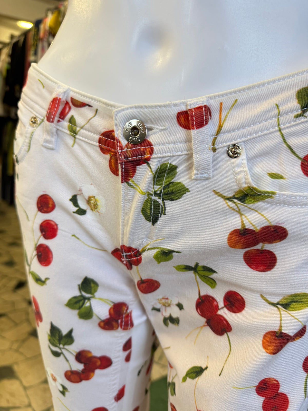 Jeans Dolce & Gabbana ciliegie rosse anni 00s