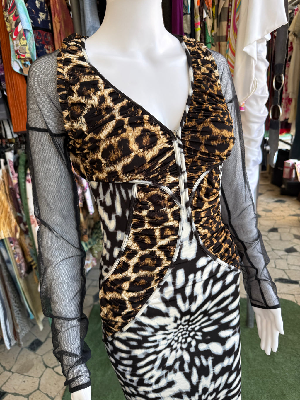 Abito Roberto Cavalli animalier leopardo nuovo 2000s
