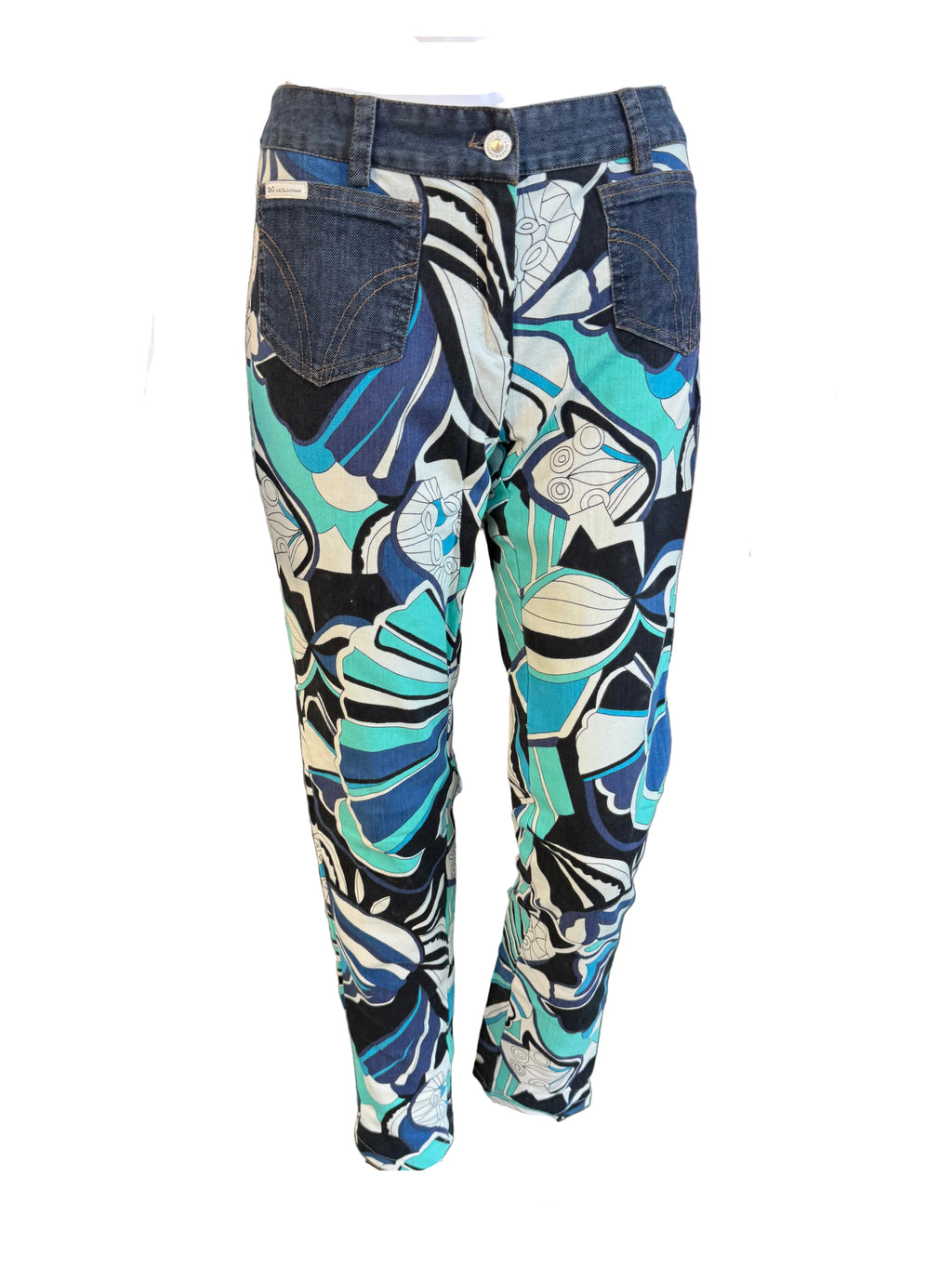 Jeans Dolce & Gabbana SS2004 fiori astratti azzurri
