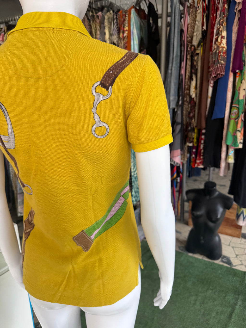 Polo Ralph Lauren stampa equestre speroni e cinghie 00s