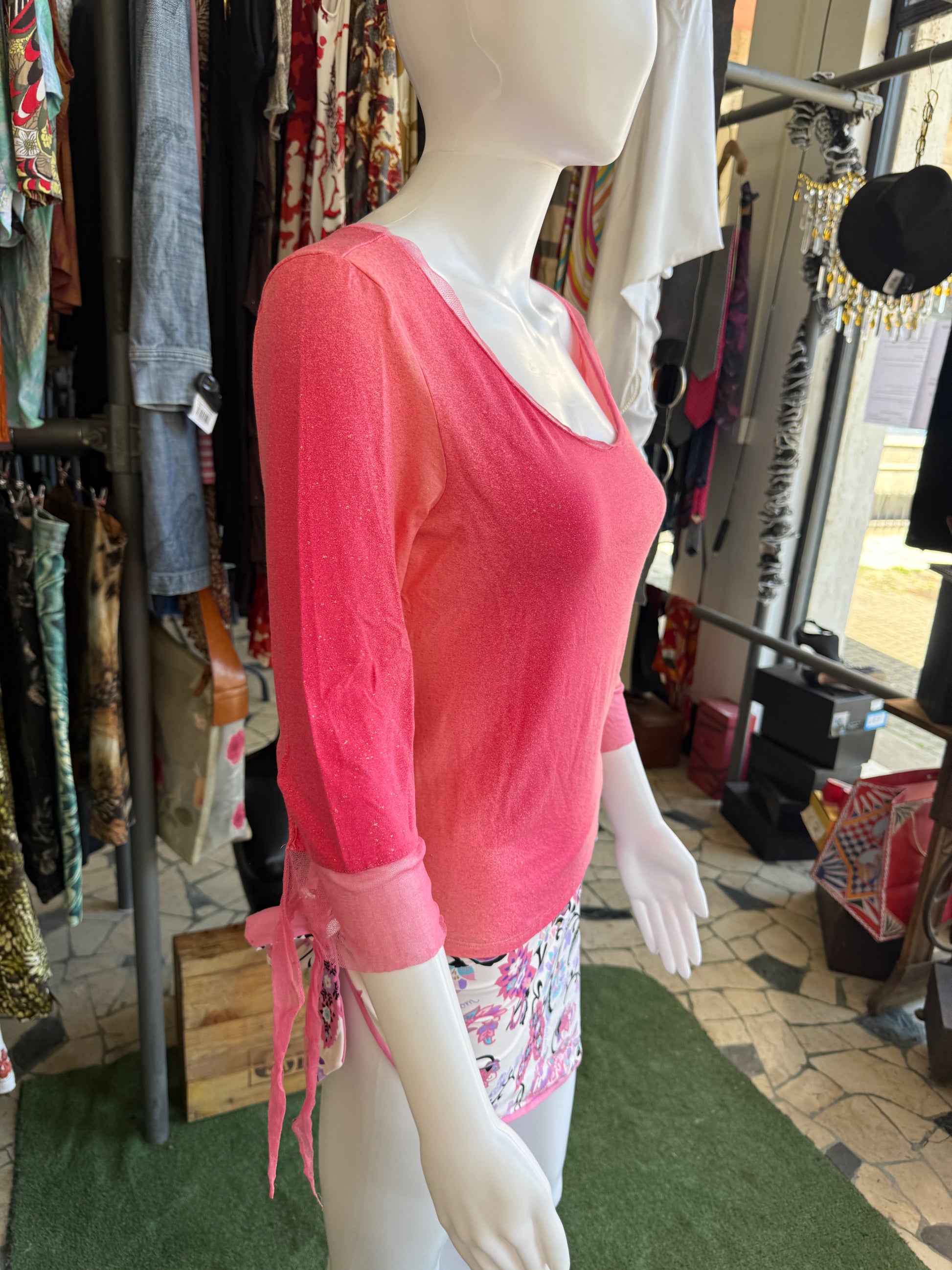 Top Roberto Cavalli FW2000 rosa in seta
