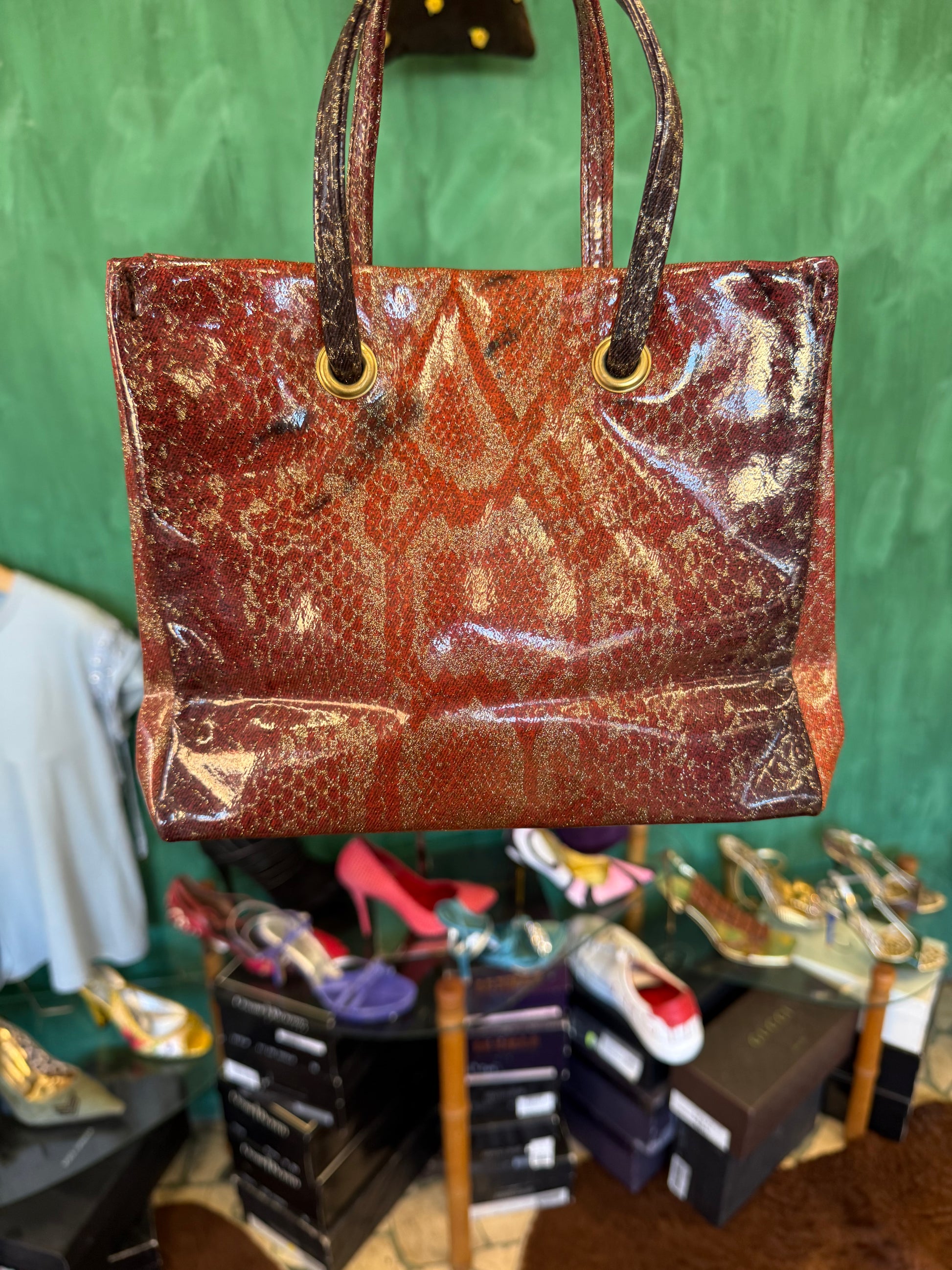 Borsa pitone rosso Roberto Cavalli AW1999